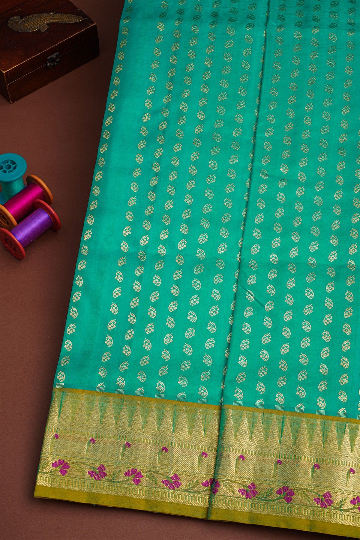 Venkatagiri Silk Sea Green Saree
