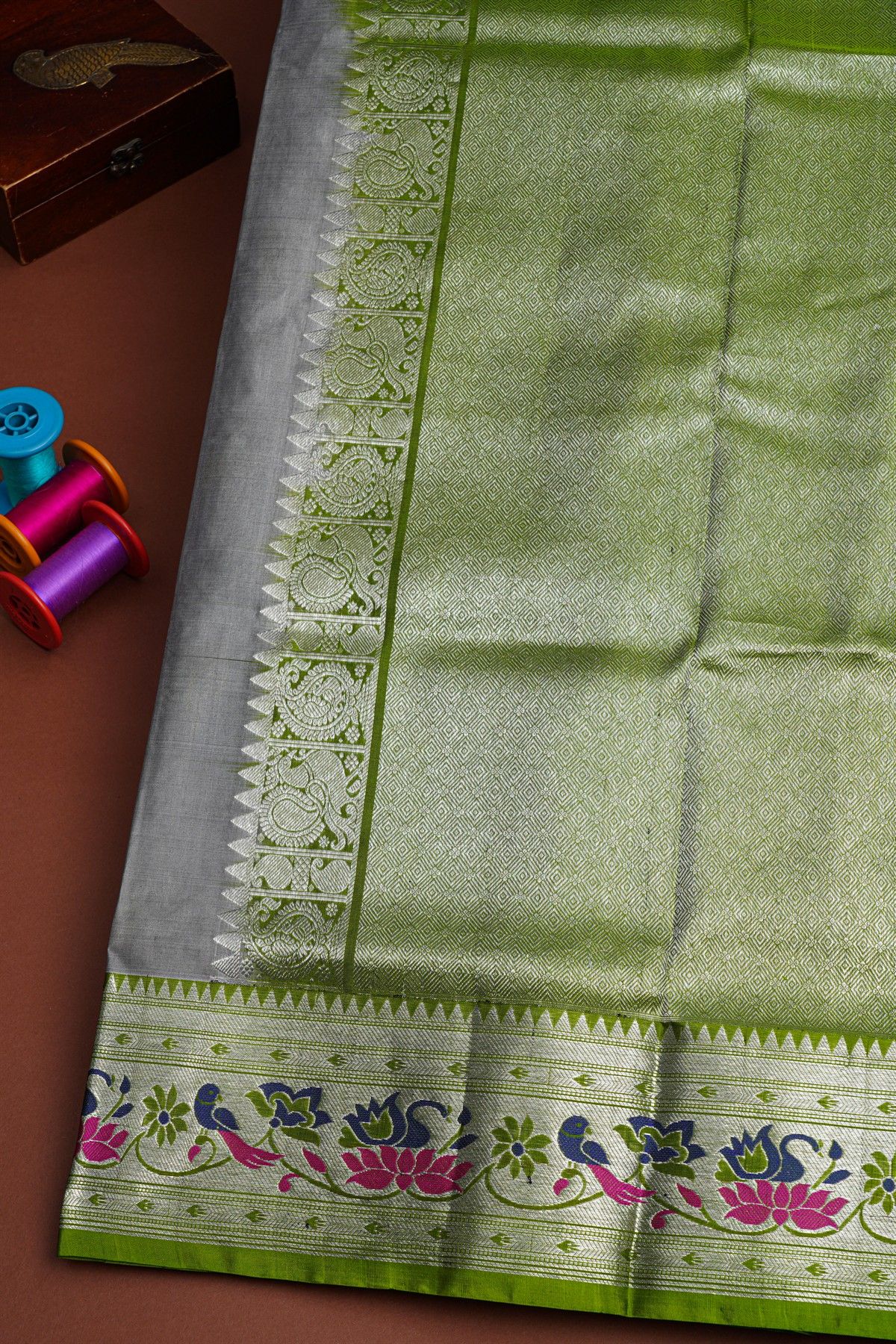 Venkatagiri Silk Grey Saree