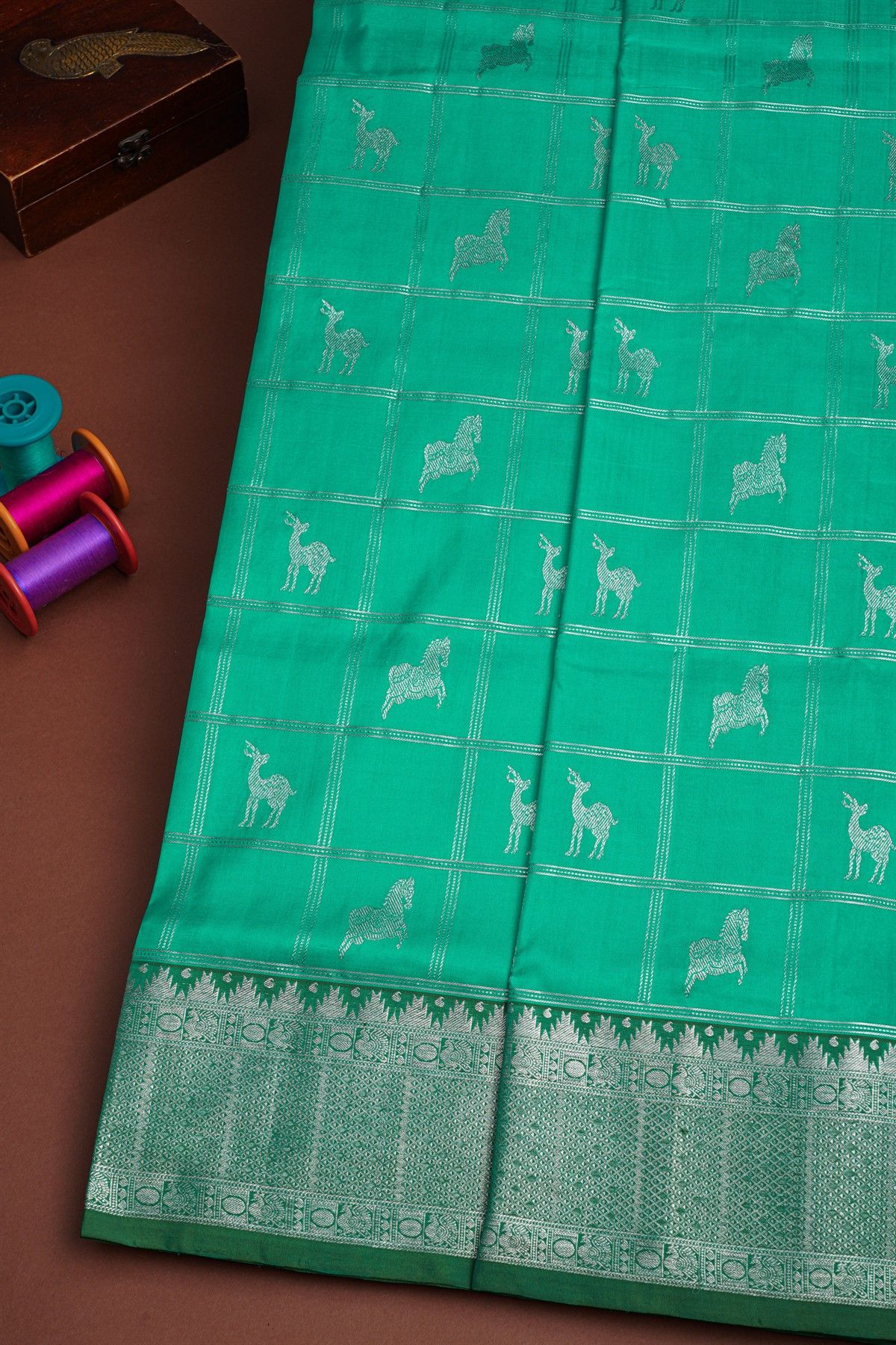 Venkatagiri Silk Sea Green Saree