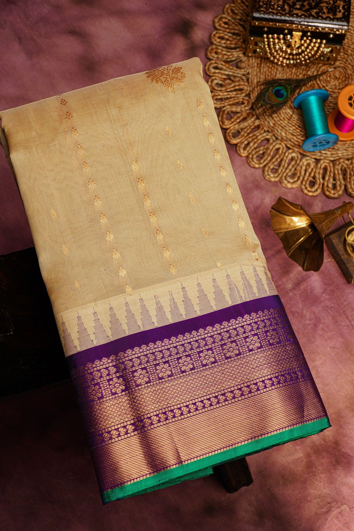 Kuppadam Sico Cream Saree