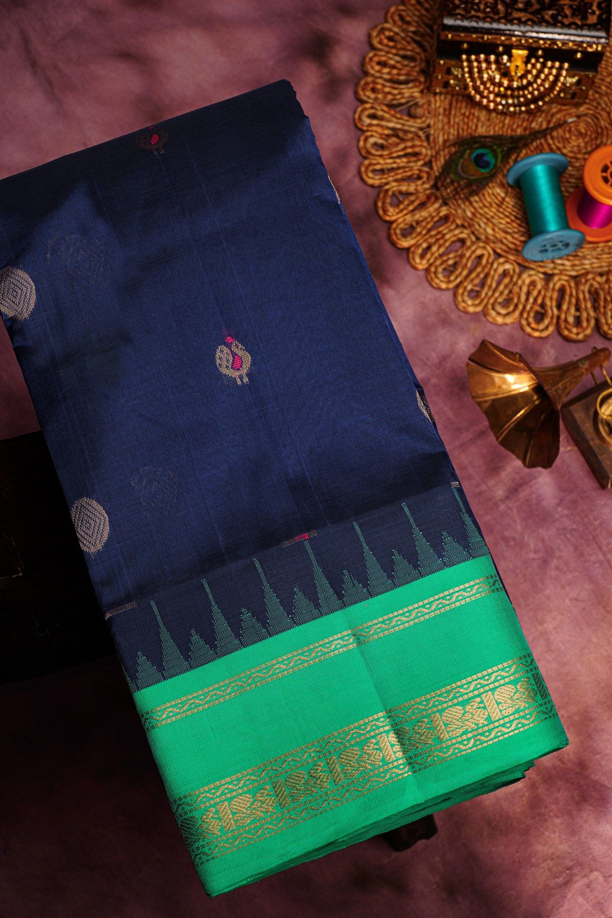 Kuppadam Sico Navy Blue Saree