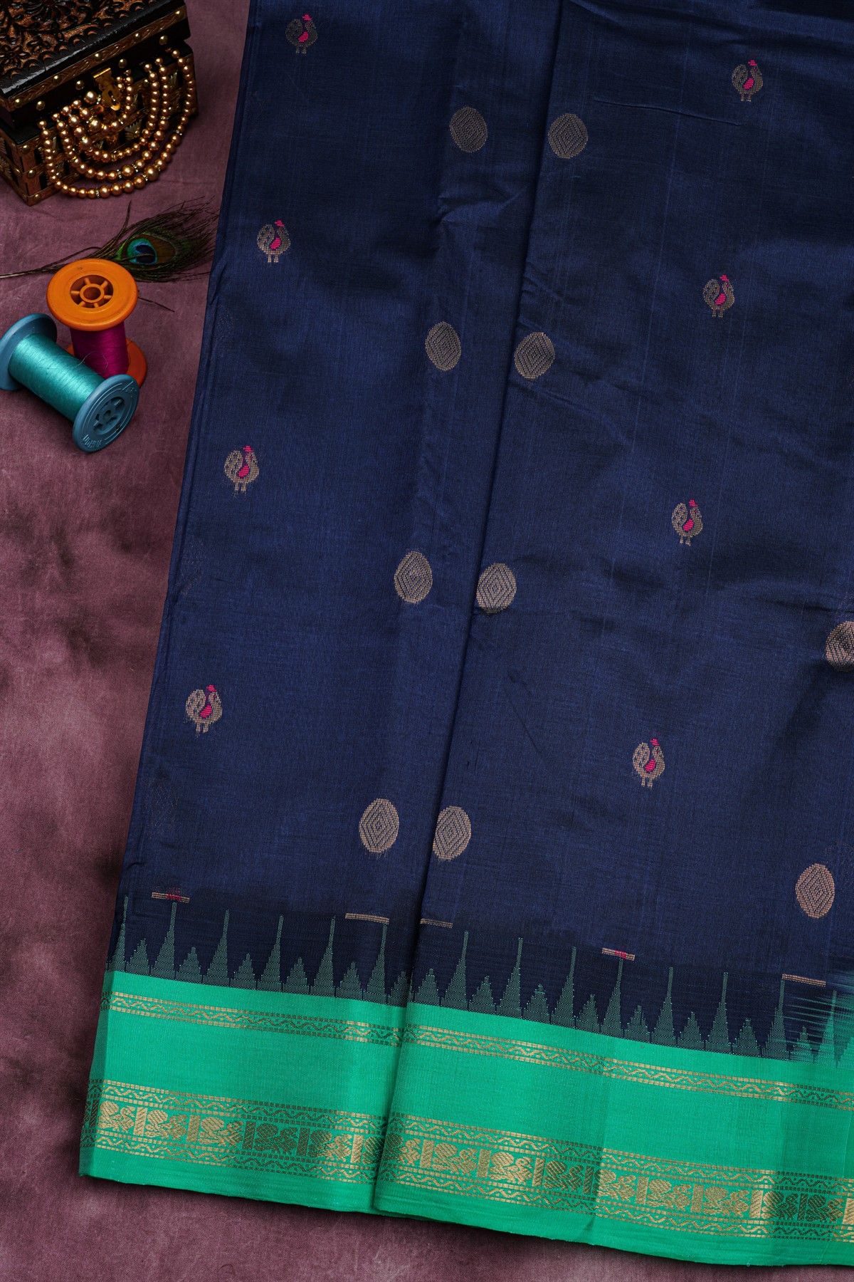 Kuppadam Sico Navy Blue Saree