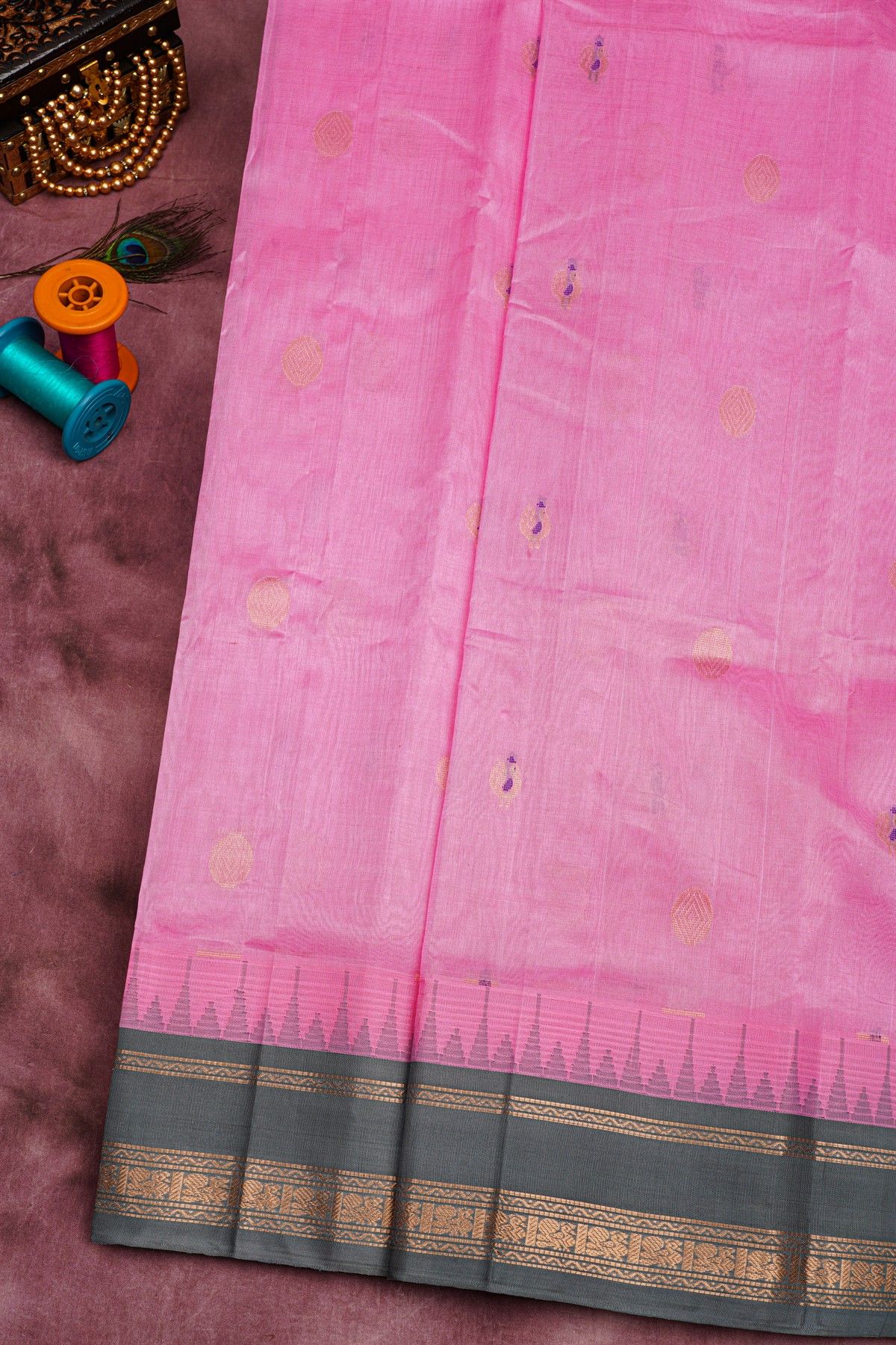 Kuppadam Sico Baby Pink Saree