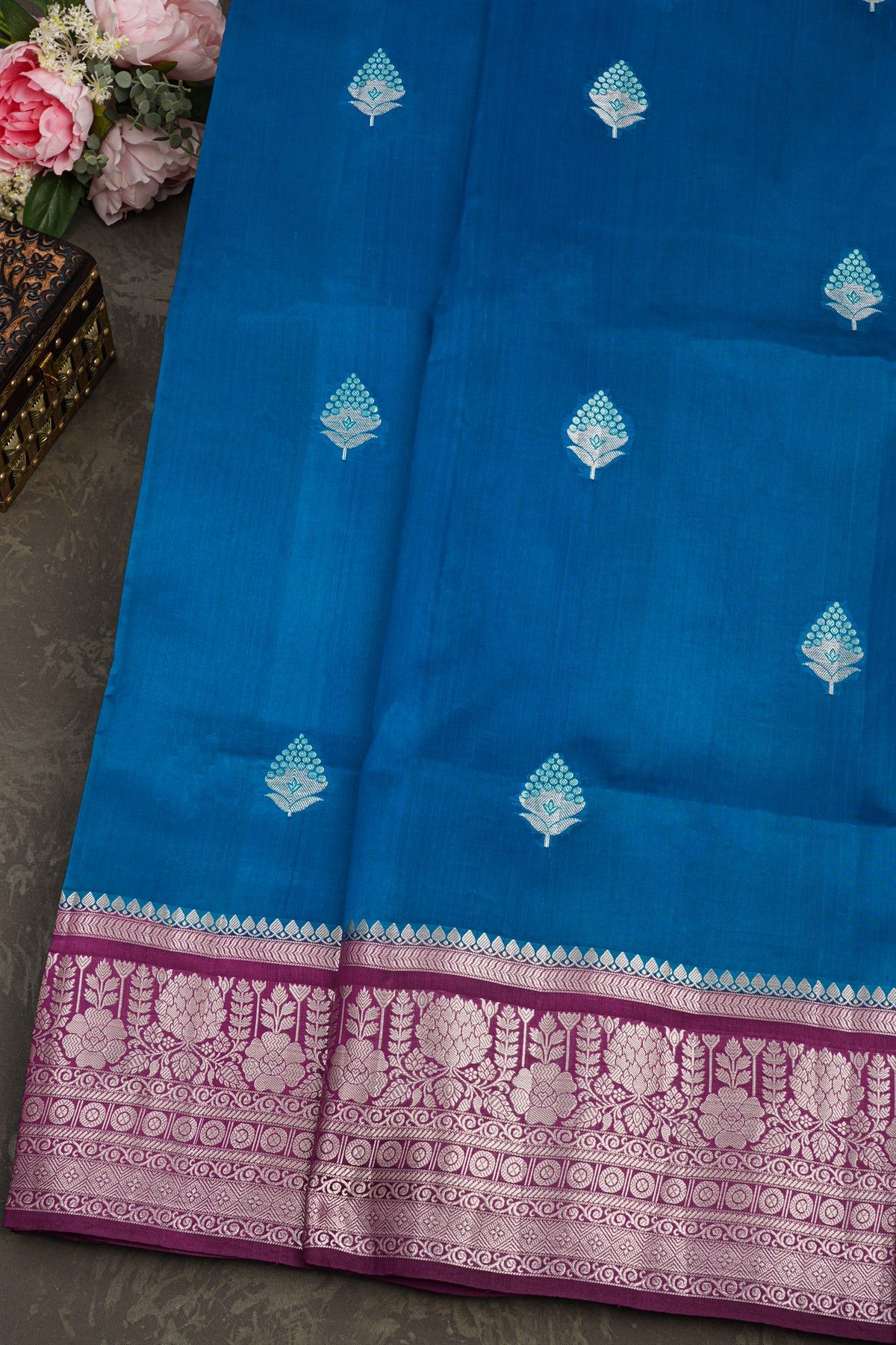 Matka Silk Blue Saree