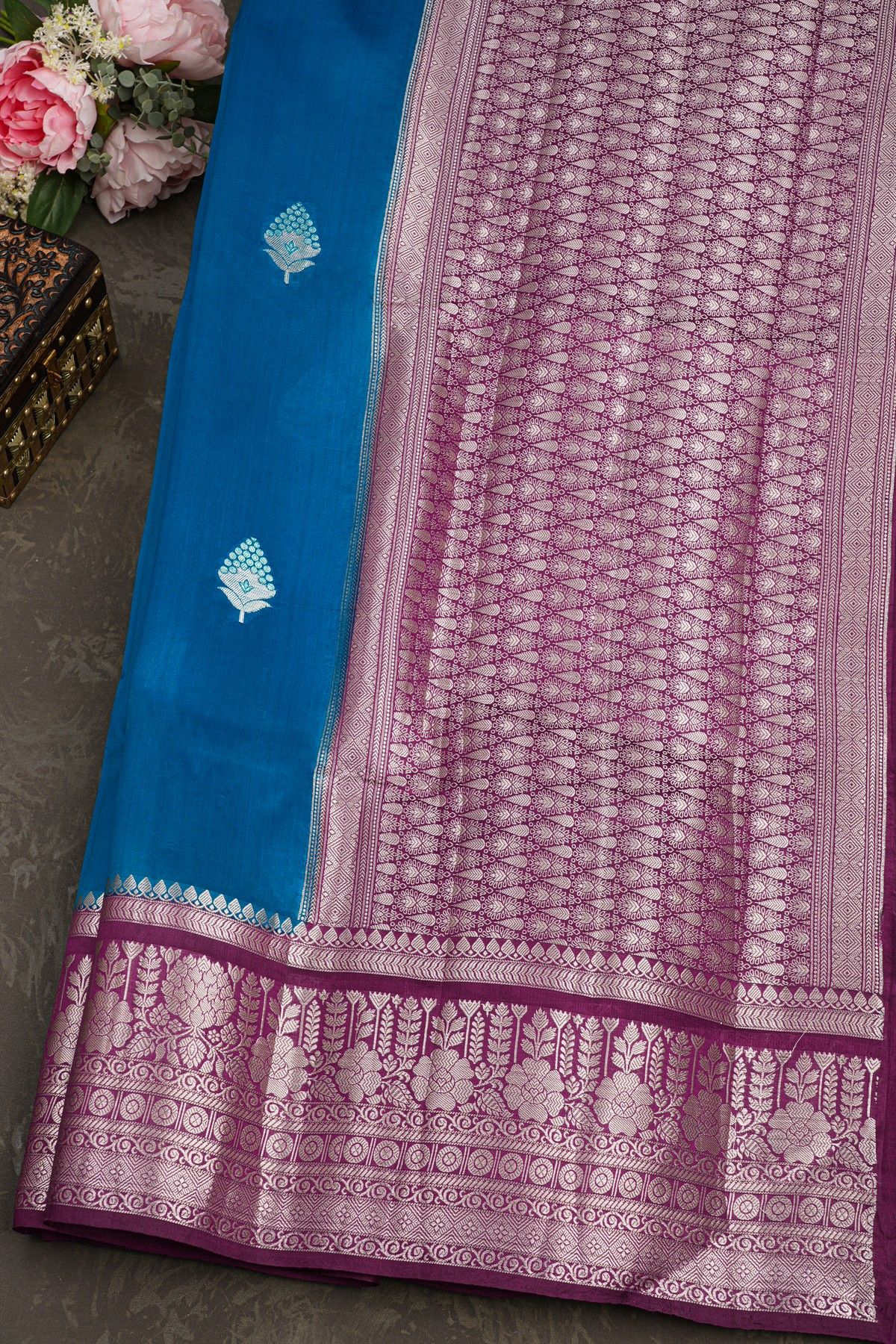 Matka Silk Blue Saree