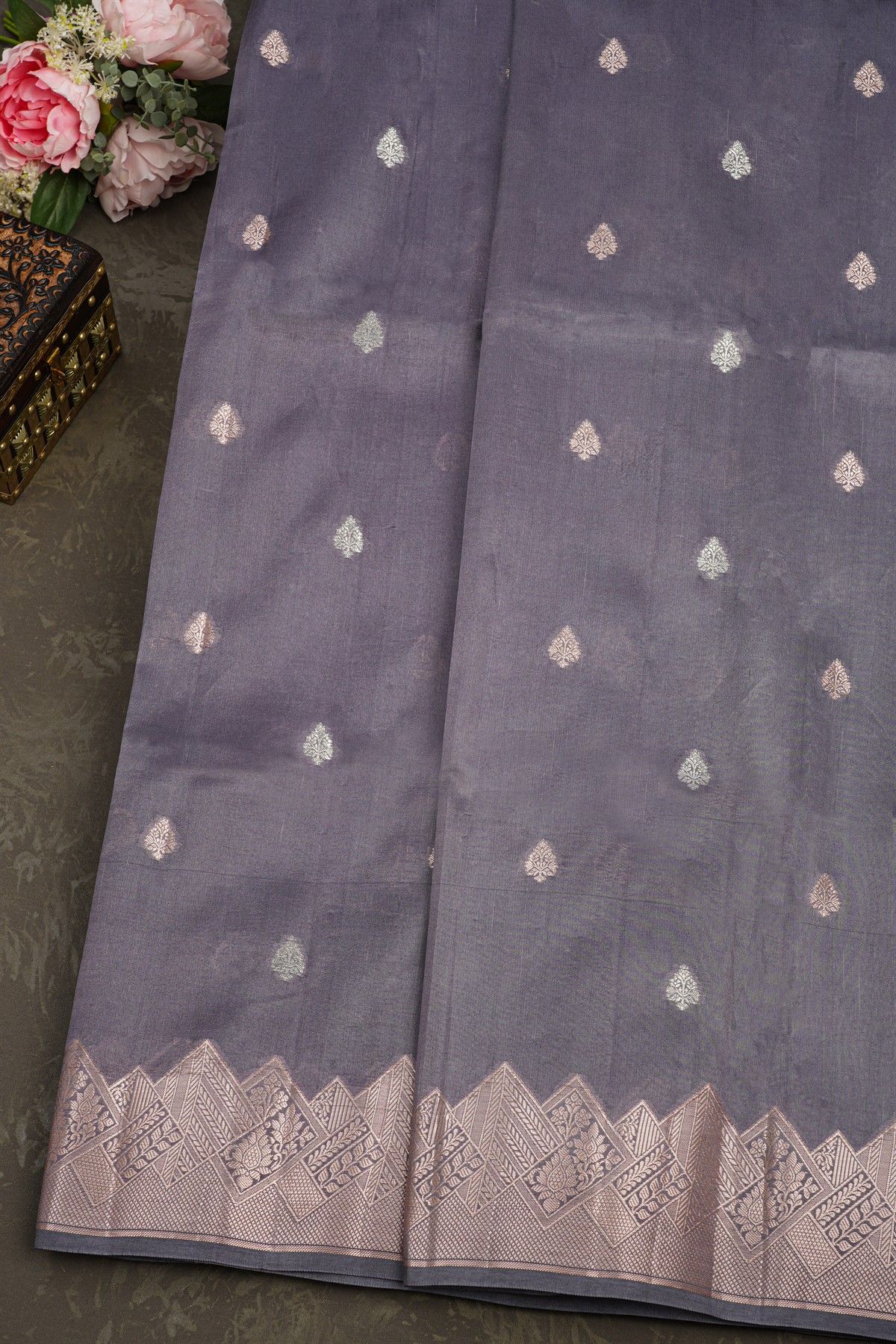 Matka Silk Grey Saree
