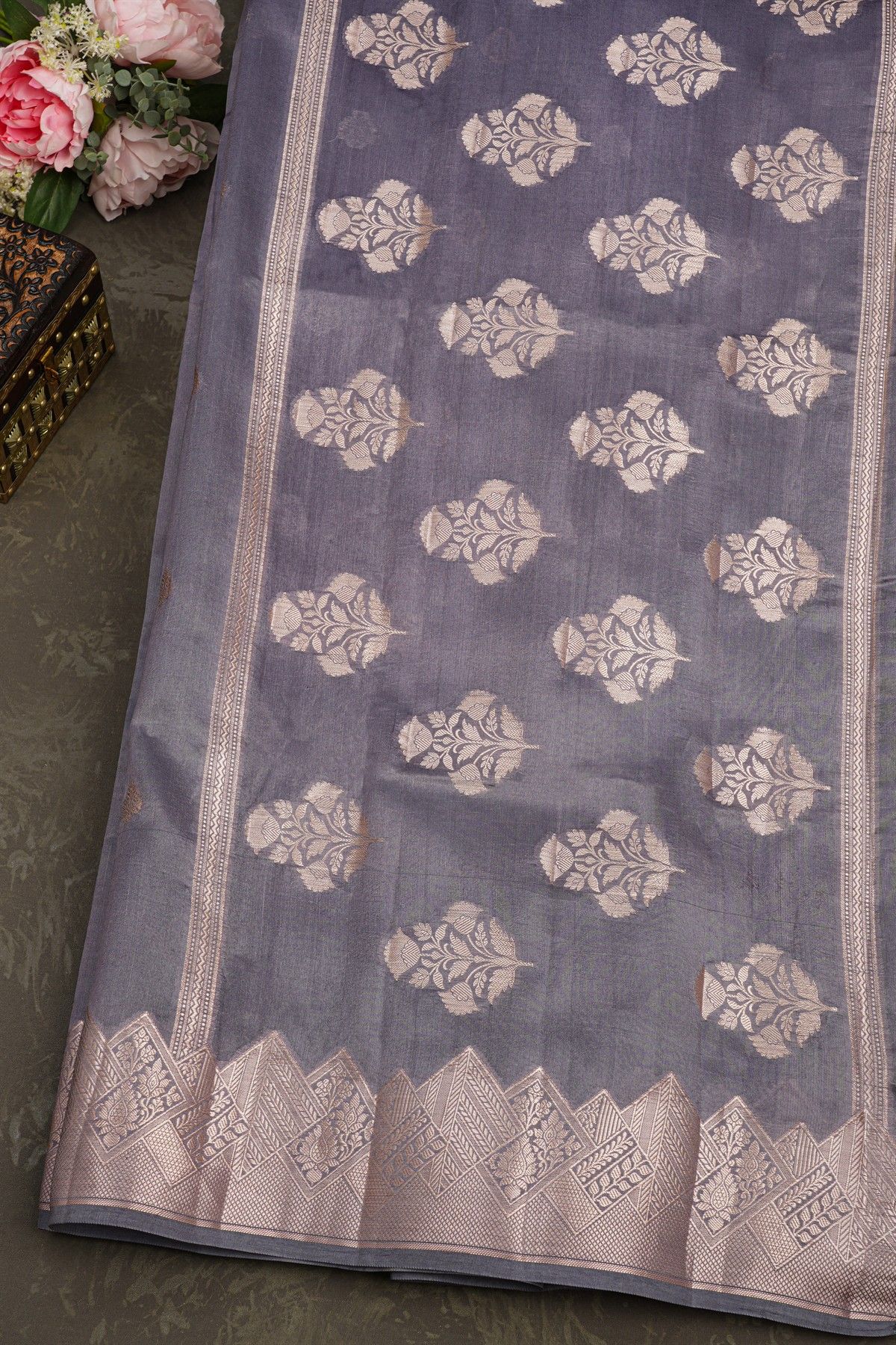Matka Silk Grey Saree