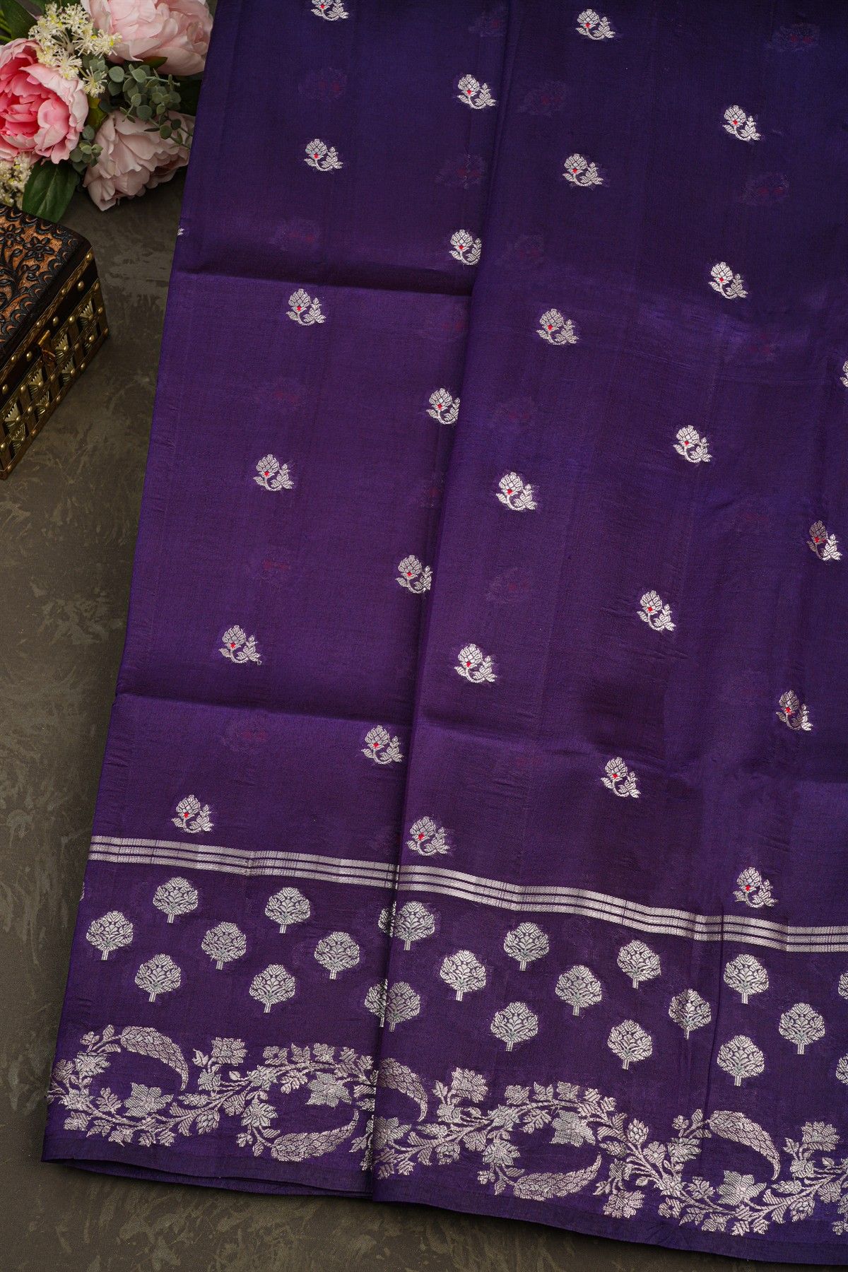 Matka Silk Navy Blue Saree