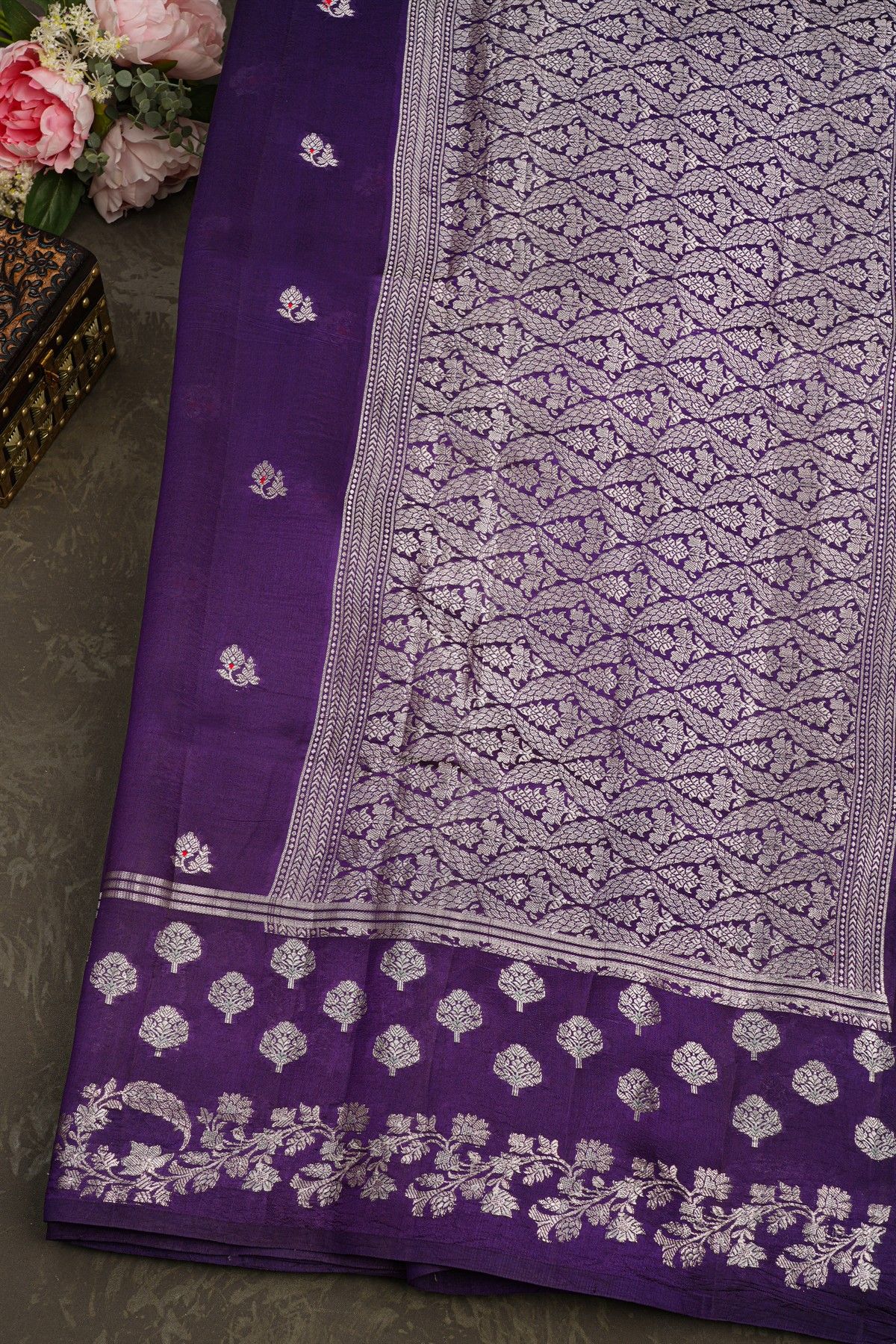 Matka Silk Navy Blue Saree