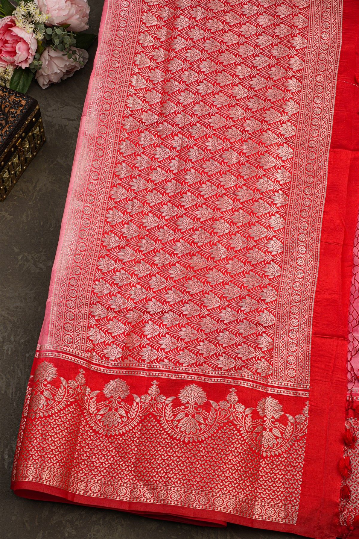Matka Silk Baby Pink Saree