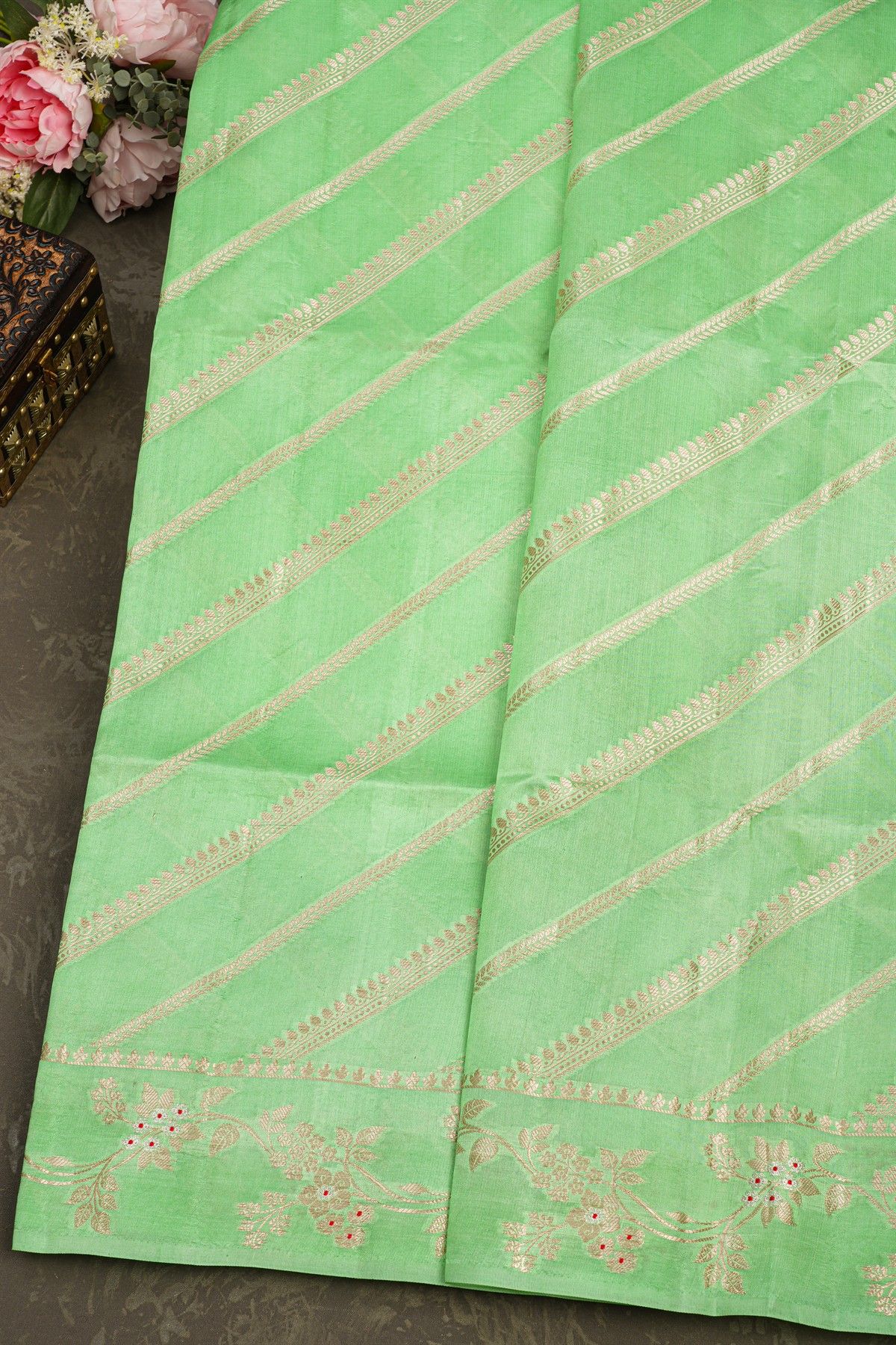 Matka Silk Sea Green Saree