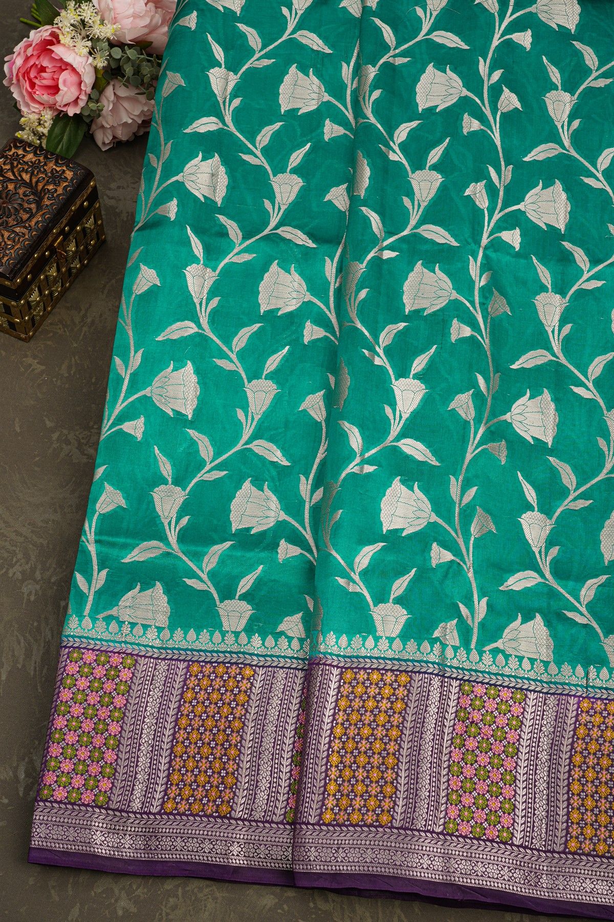 Matka Silk Sea Green Saree