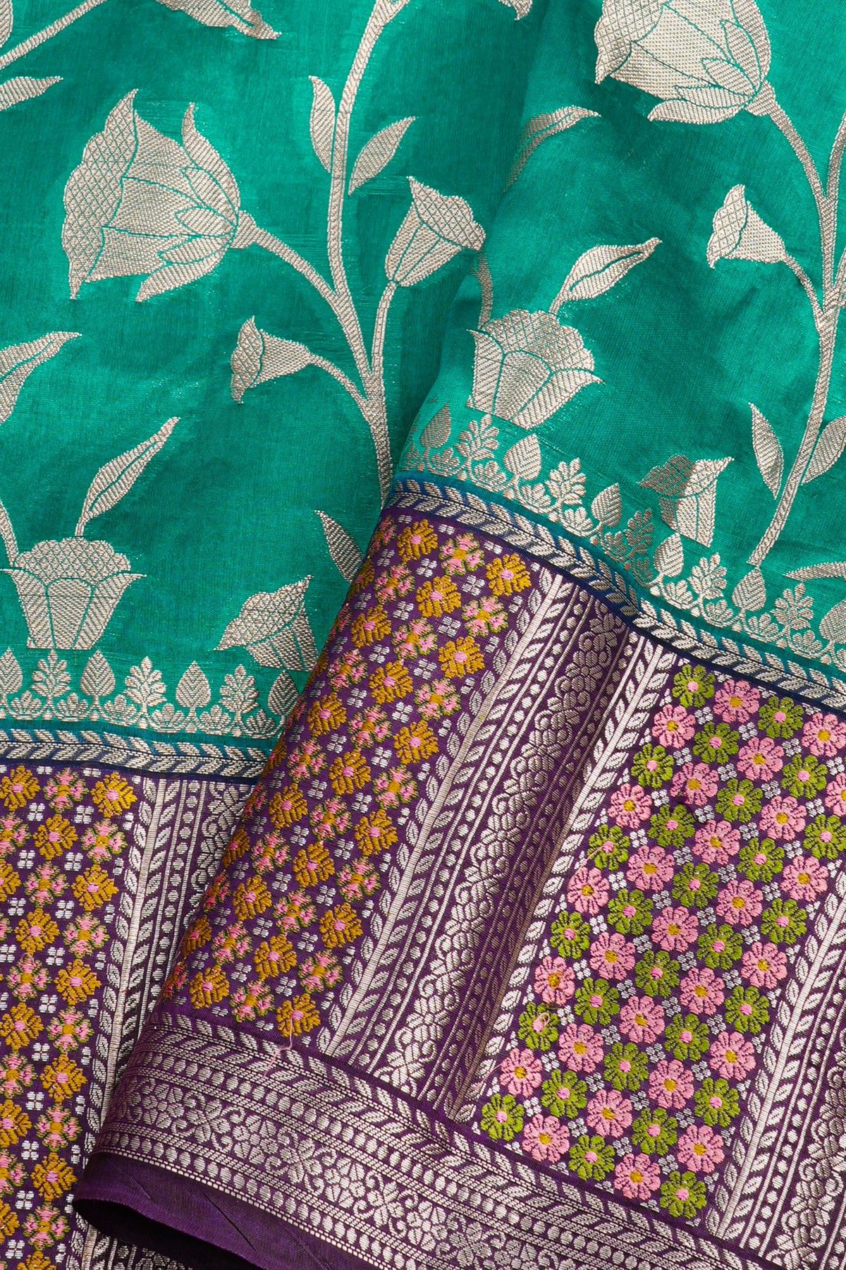 Matka Silk Sea Green Saree