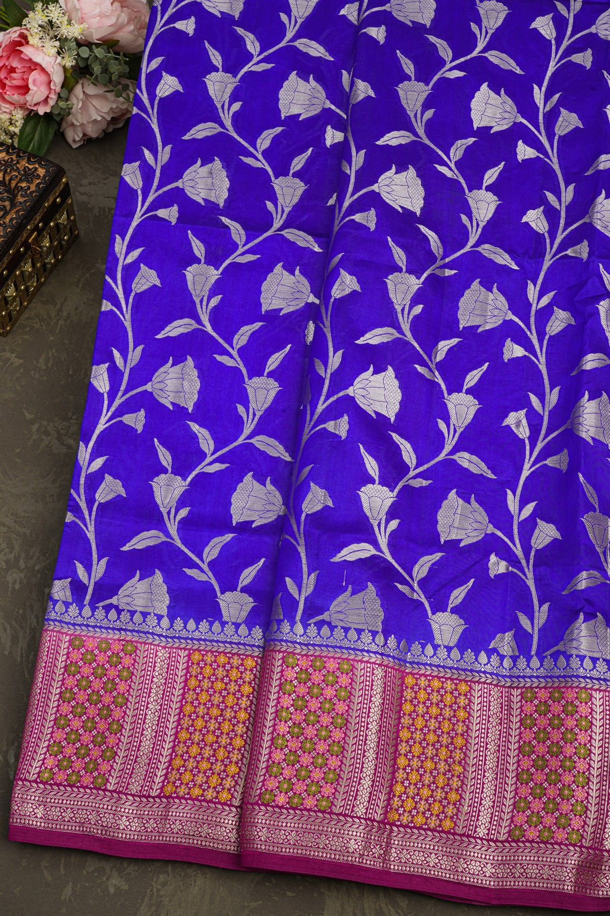 Matka Silk Royal Blue Saree