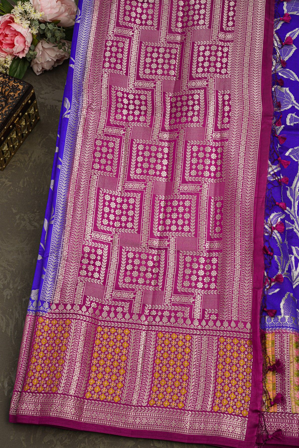 Matka Silk Royal Blue Saree