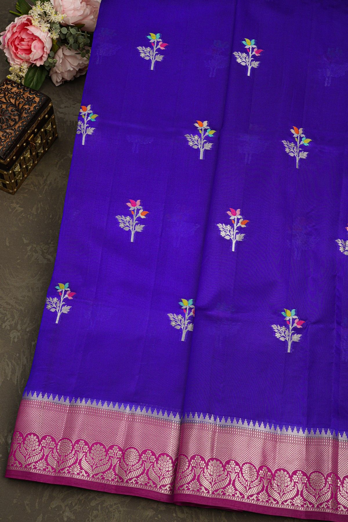 Matka Silk Royal Blue Saree