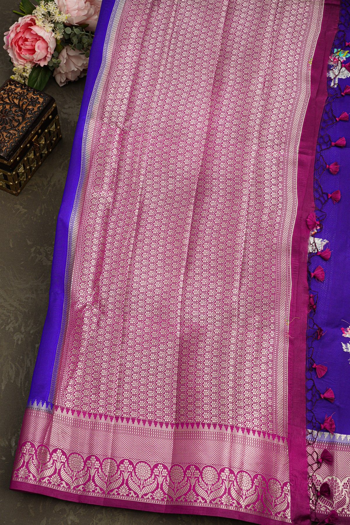Matka Silk Royal Blue Saree