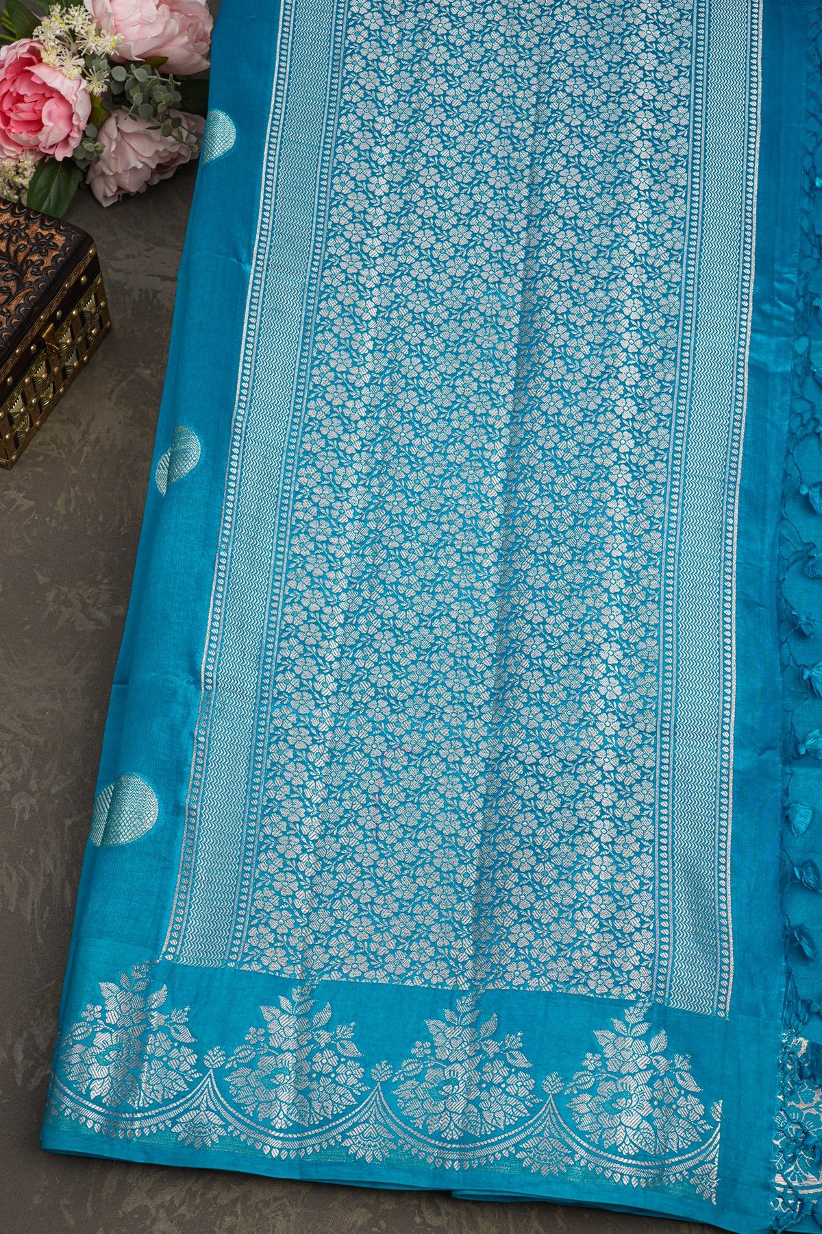 Matka Silk Blue Saree