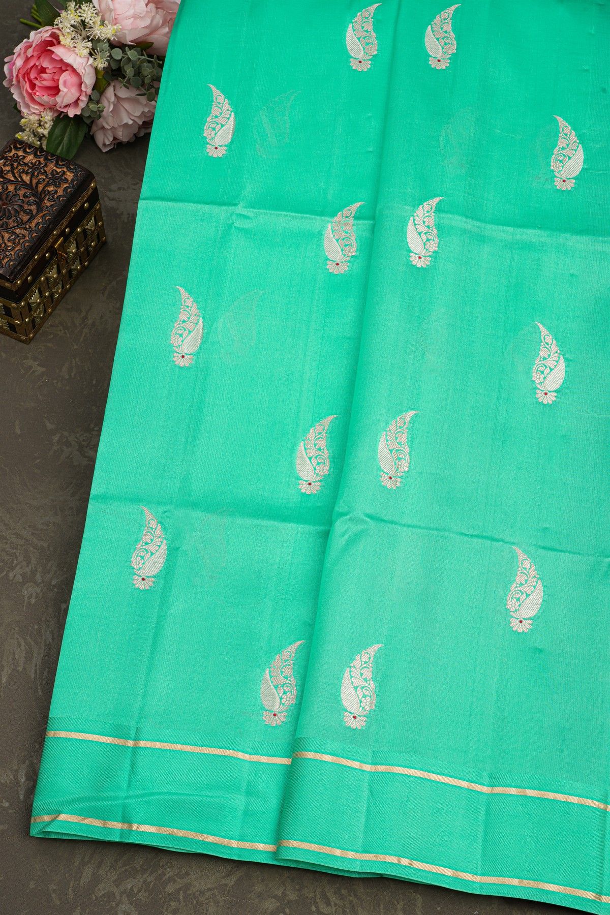 Matka Silk Sea Green Saree