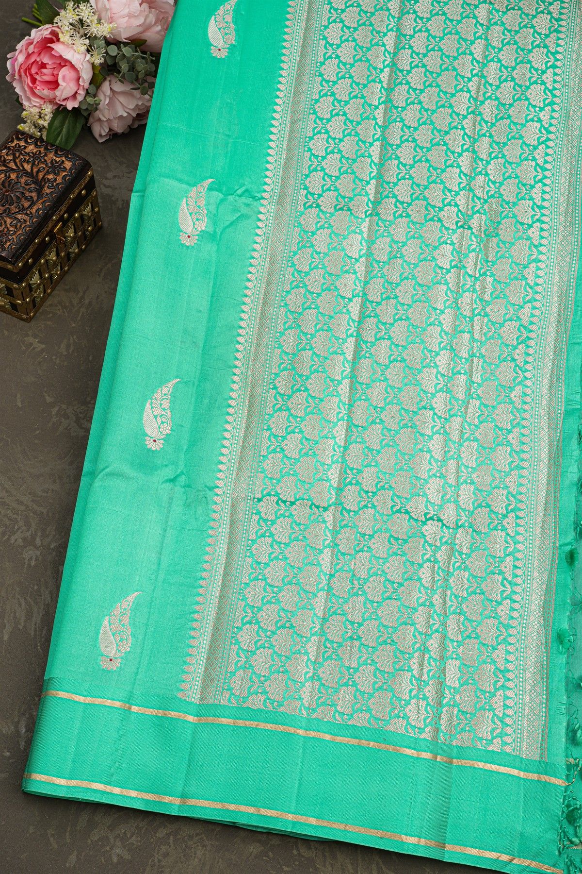 Matka Silk Sea Green Saree