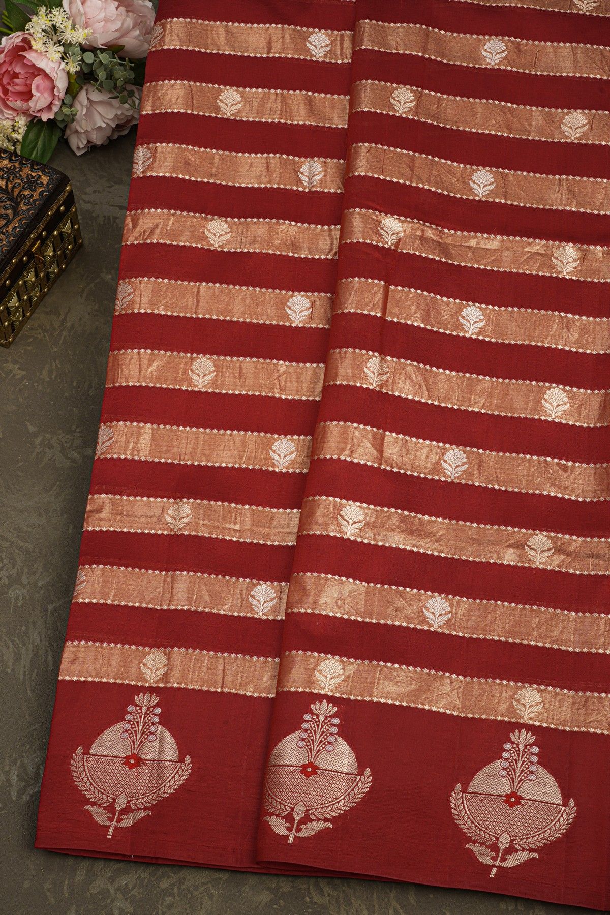 Matka Silk Maroon Saree