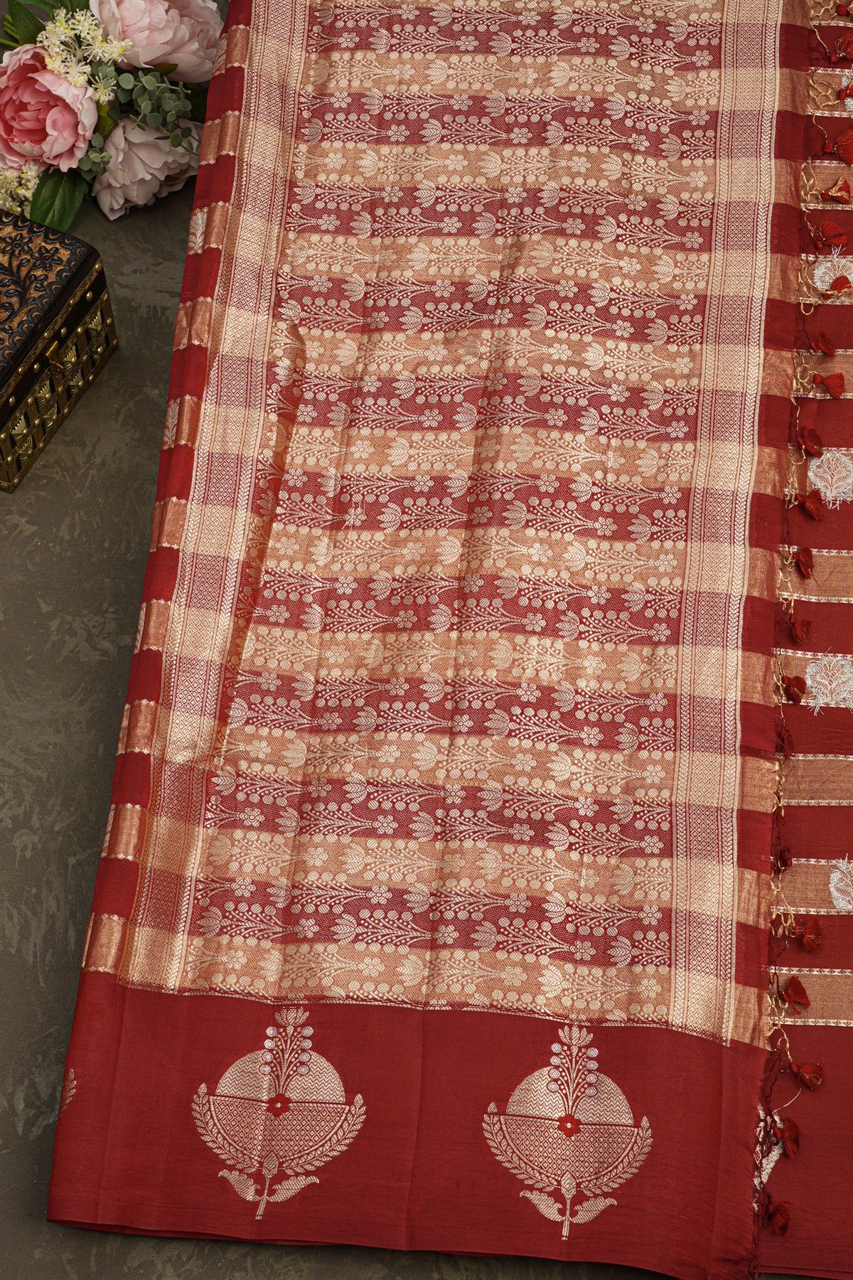 Matka Silk Maroon Saree