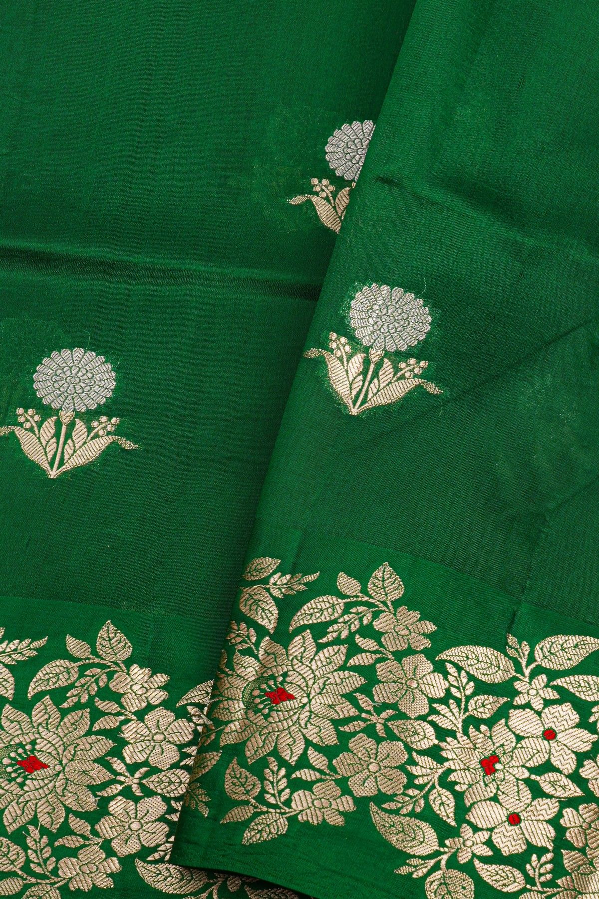 Matka Silk Bottle Green Saree