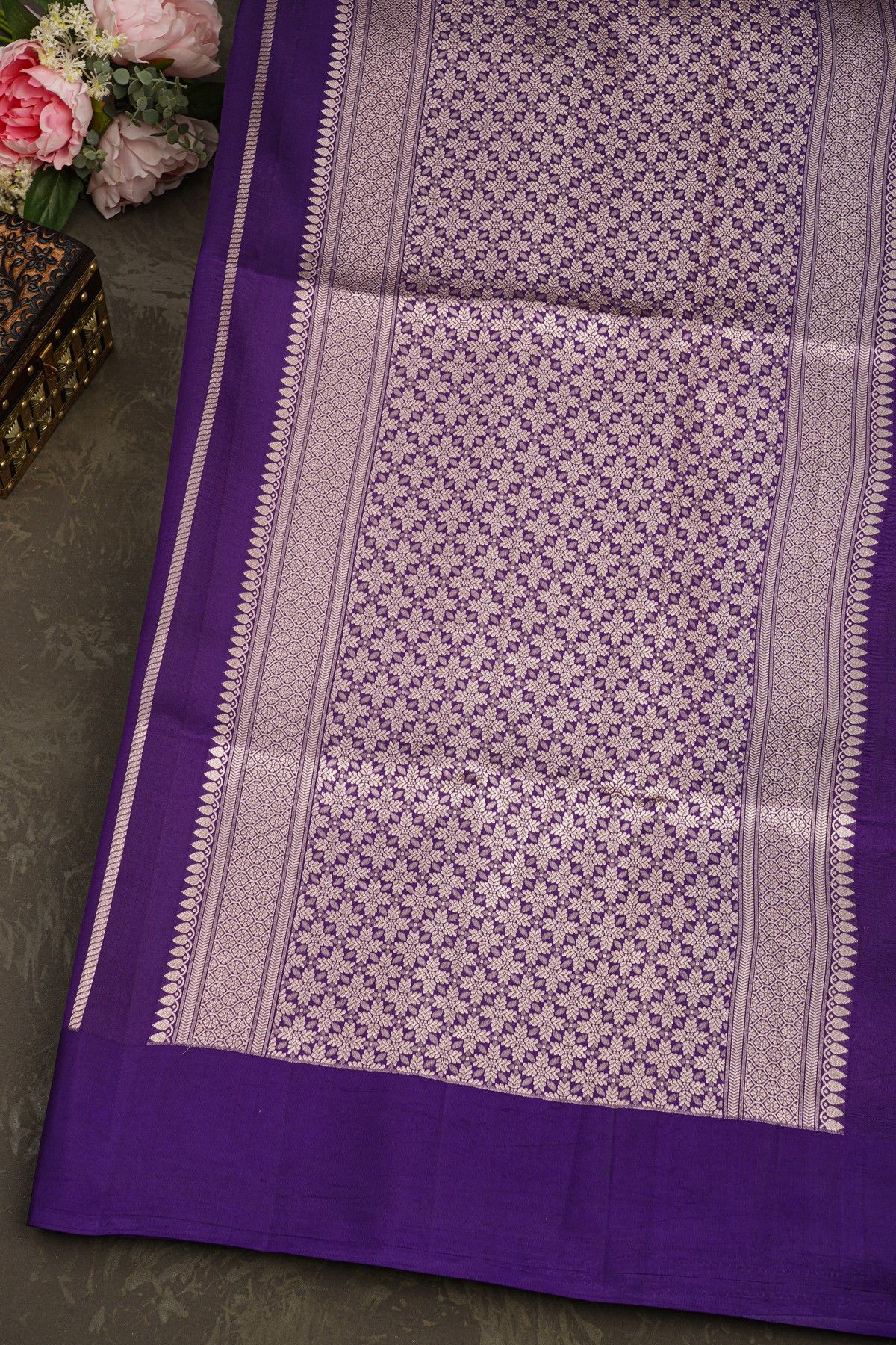 Matka Silk Navy Blue Saree