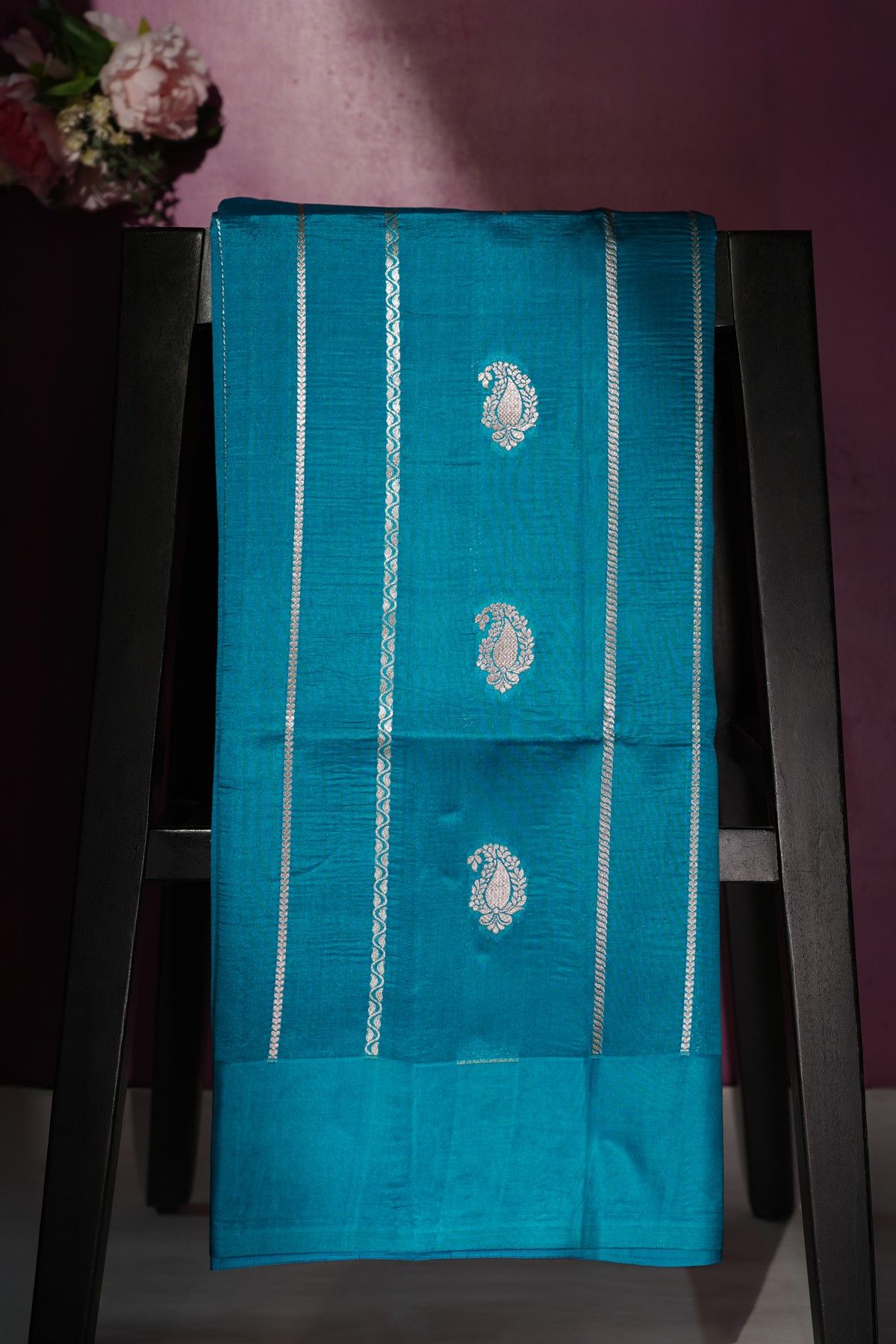 Matka Silk Teal Blue Saree