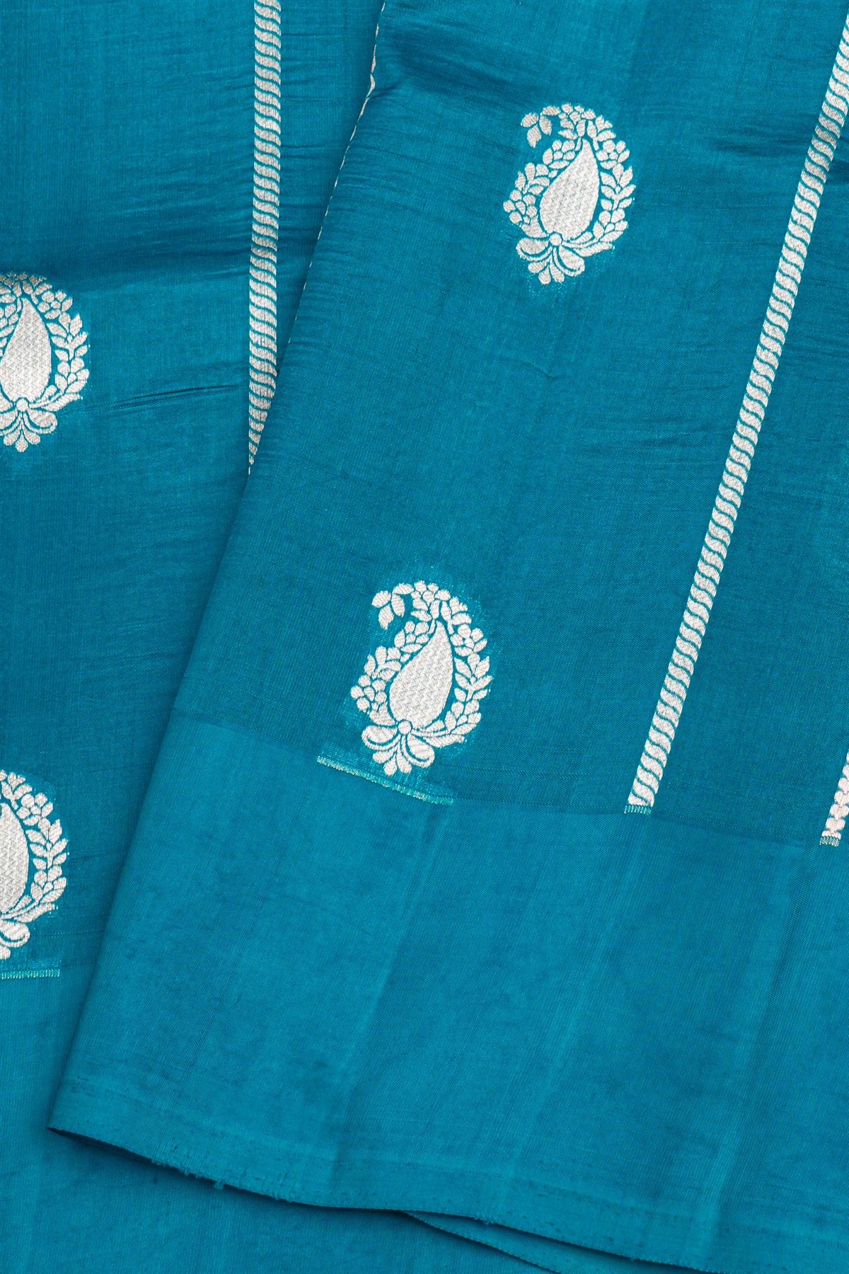 Matka Silk Teal Blue Saree