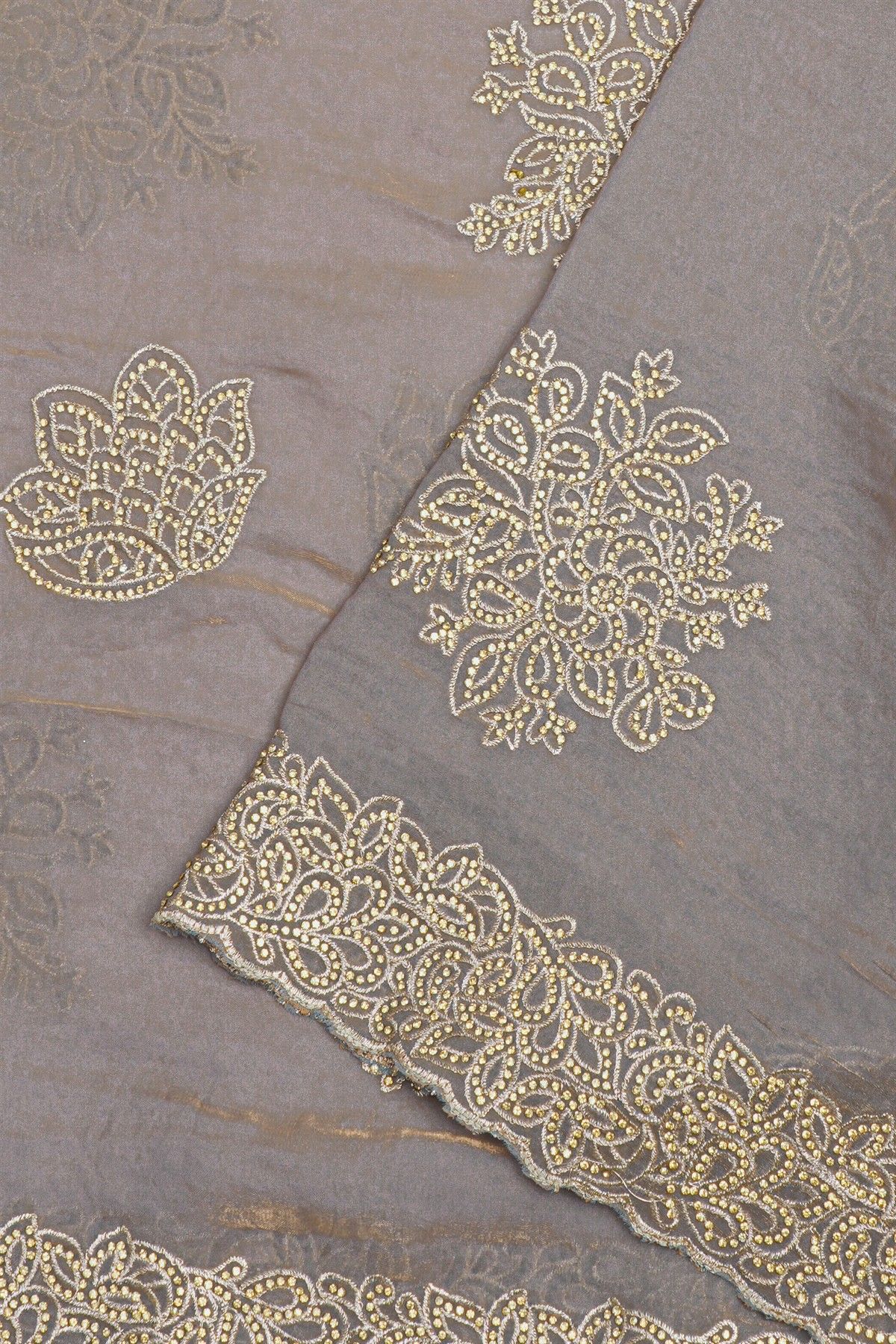 Designer Organza Grey Saree