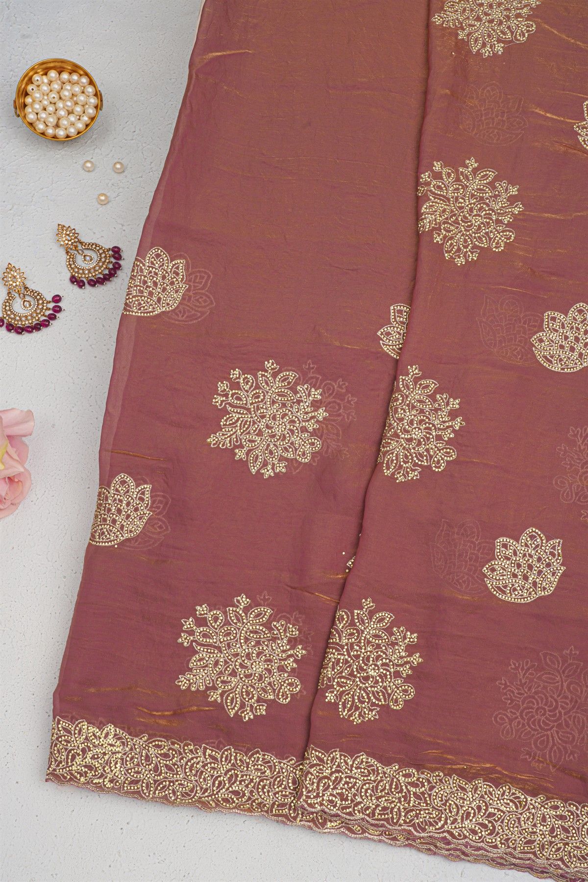 Designer Organza Onion Pink Saree