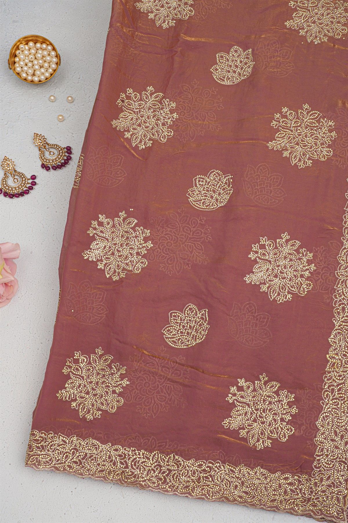 Designer Organza Onion Pink Saree