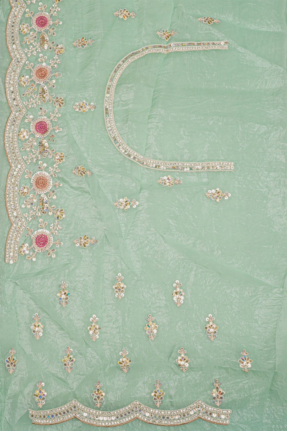 Designer Organza Mint Green Saree
