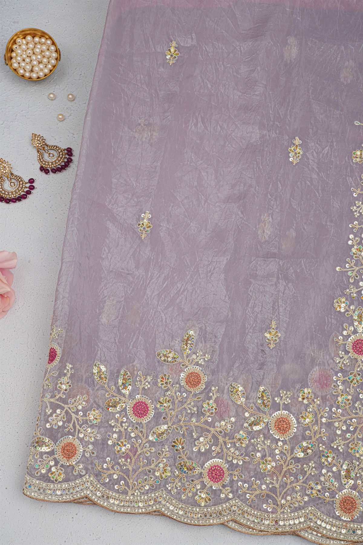 Designer Organza Lavender Saree