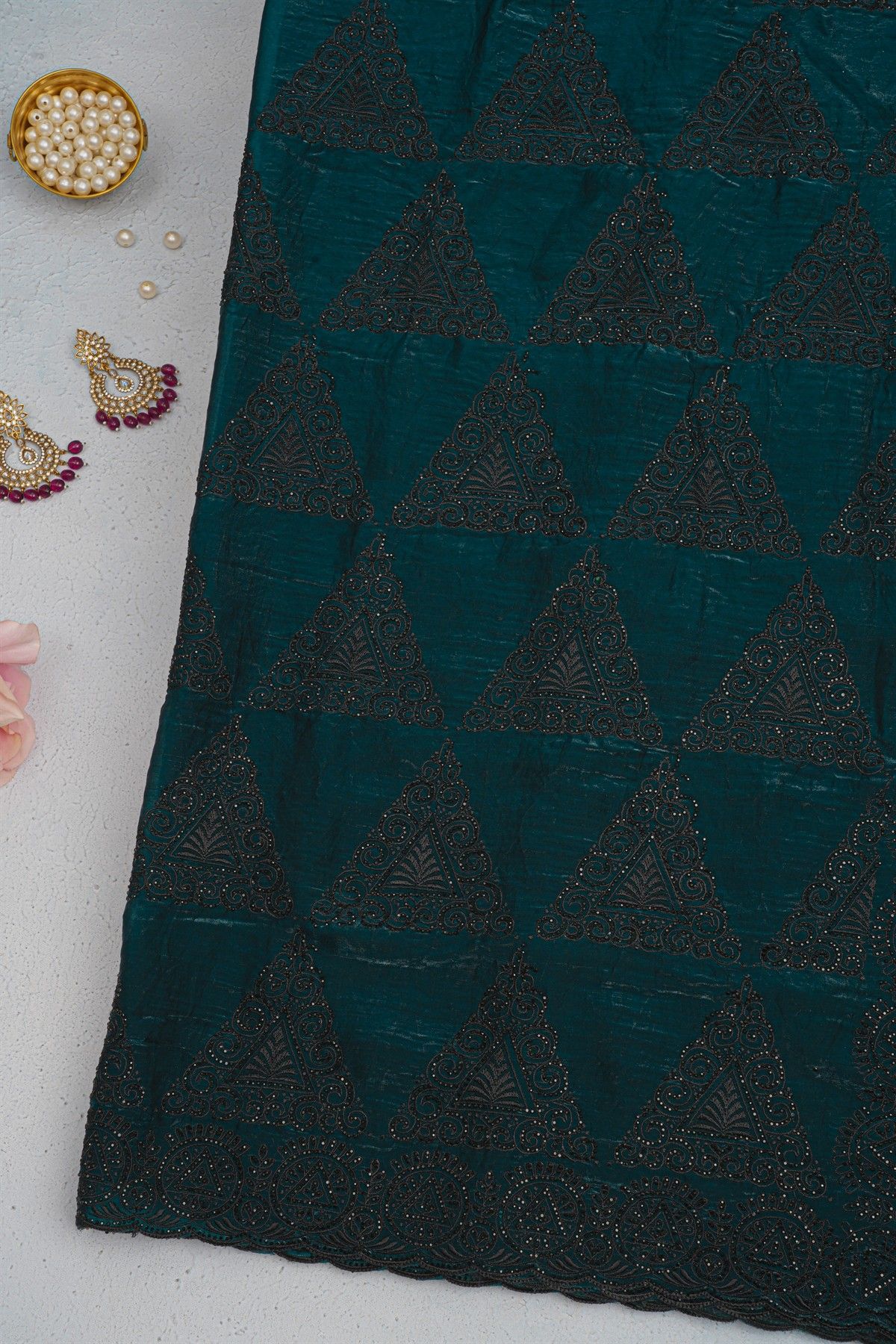 Designer Organza Peacock Blue Saree