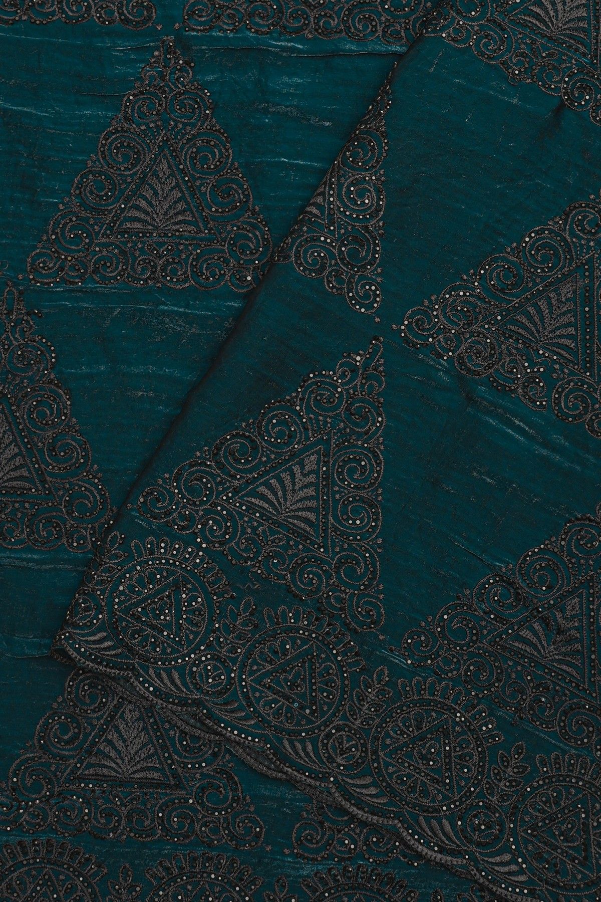 Designer Organza Peacock Blue Saree