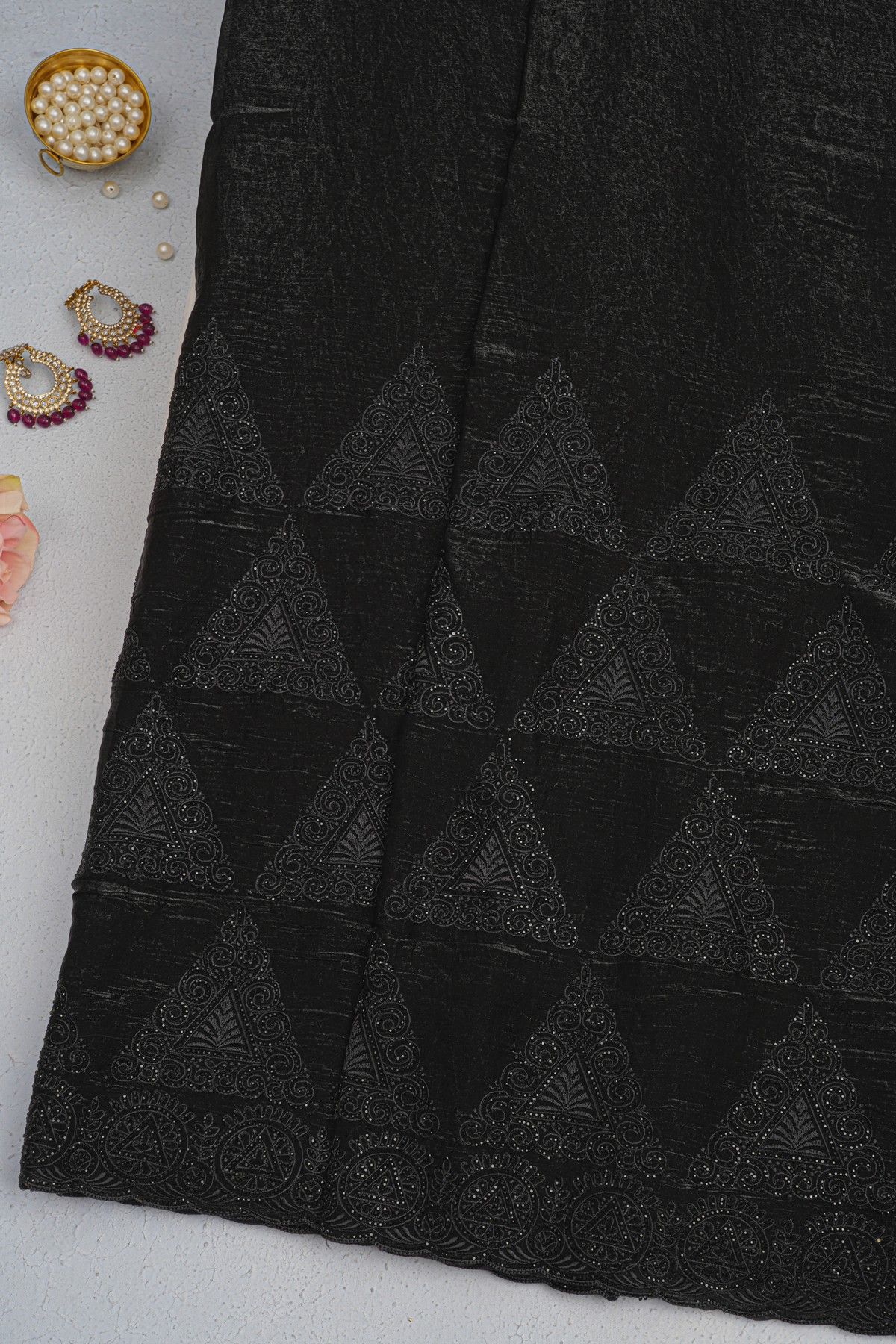 Designer Organza Black Saree