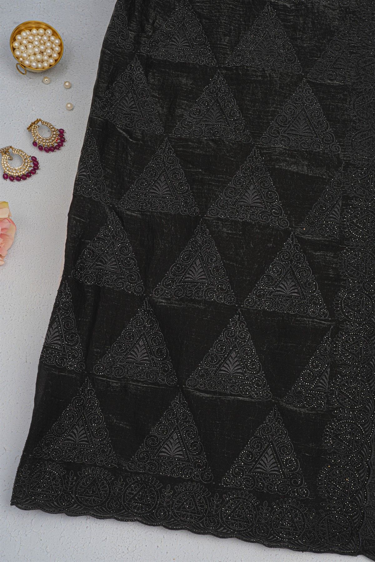 Designer Organza Black Saree