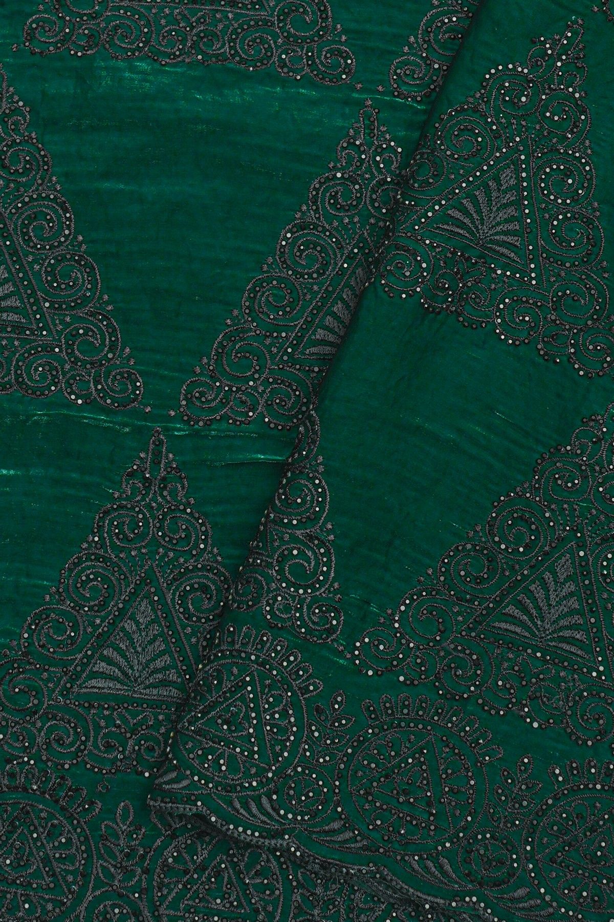 Designer Organza Dark Green Saree