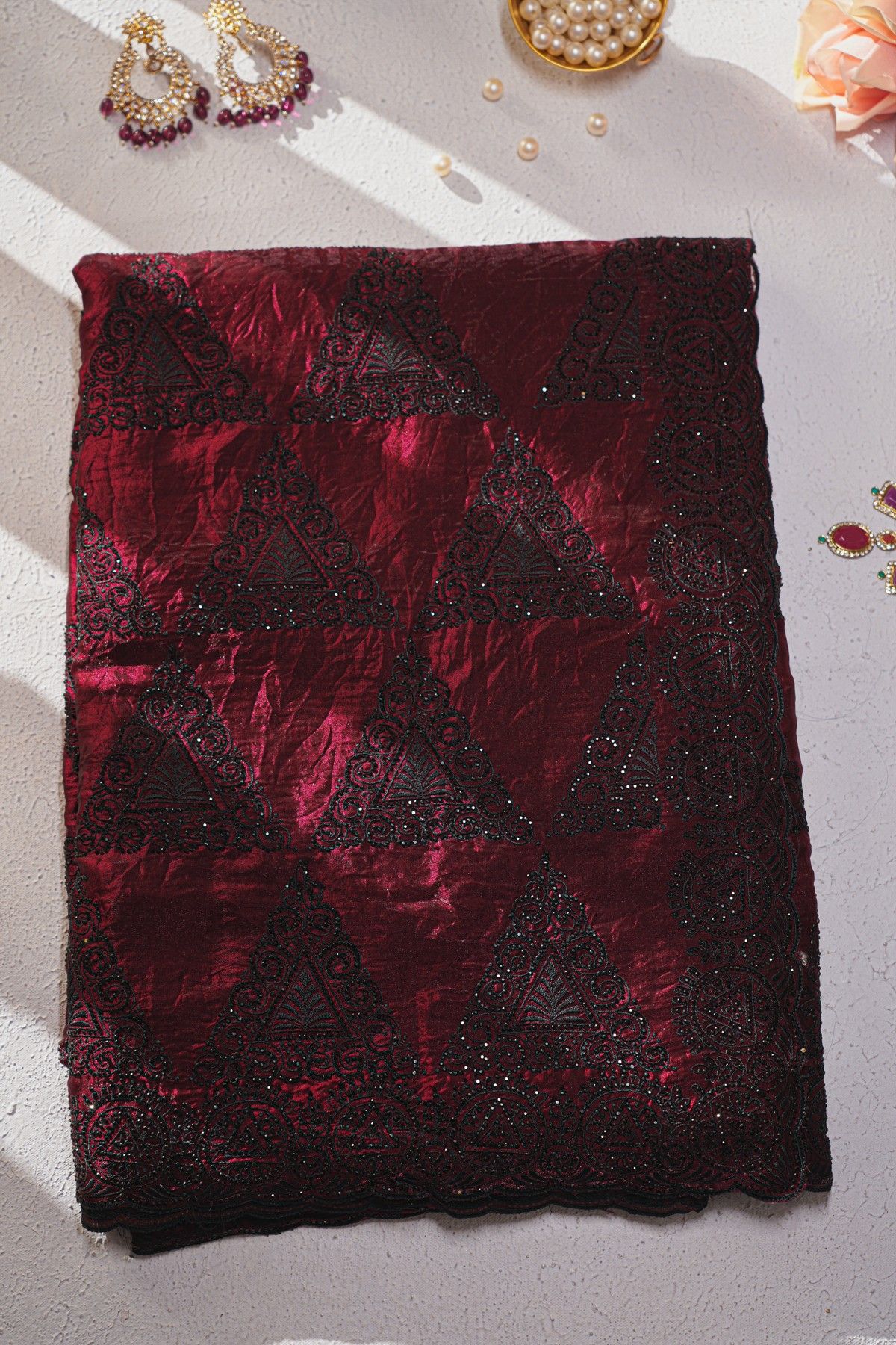 Designer Organza Wine Saree