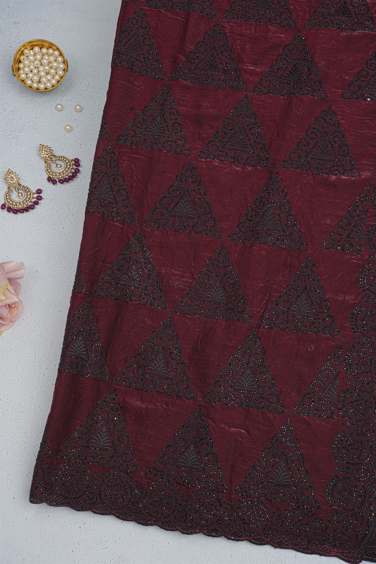 Designer Organza Wine Saree