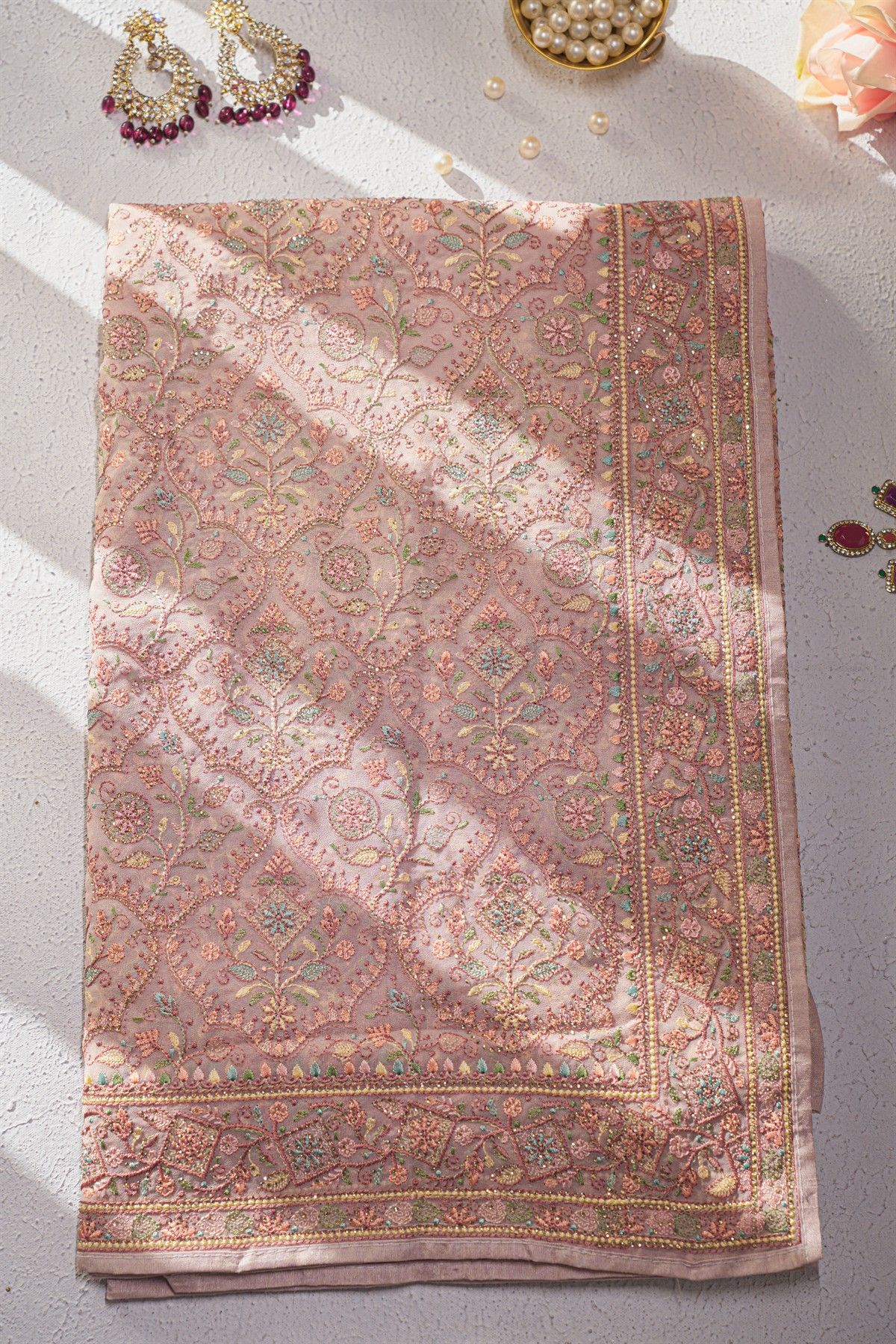 Designer Organza Pink Saree