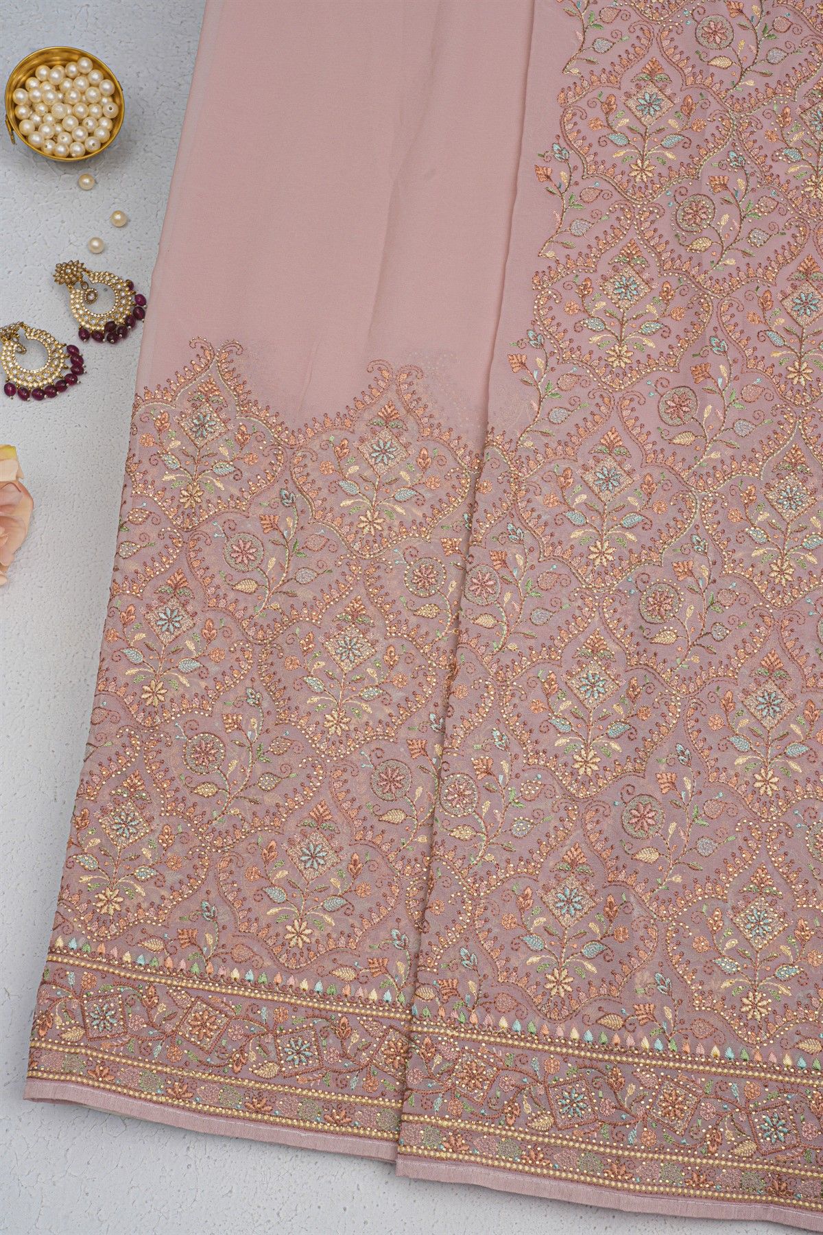 Designer Organza Pink Saree