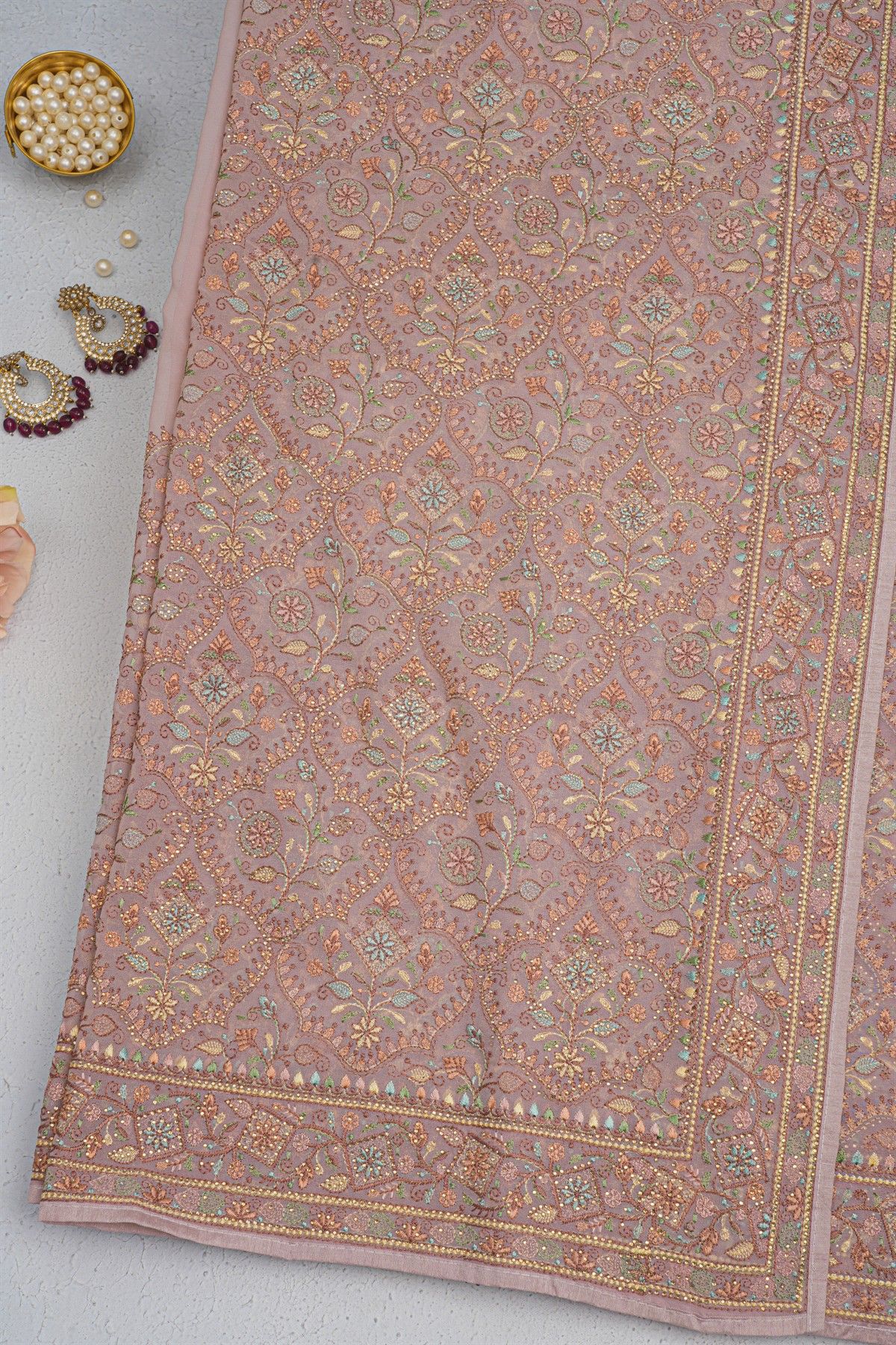 Designer Organza Pink Saree