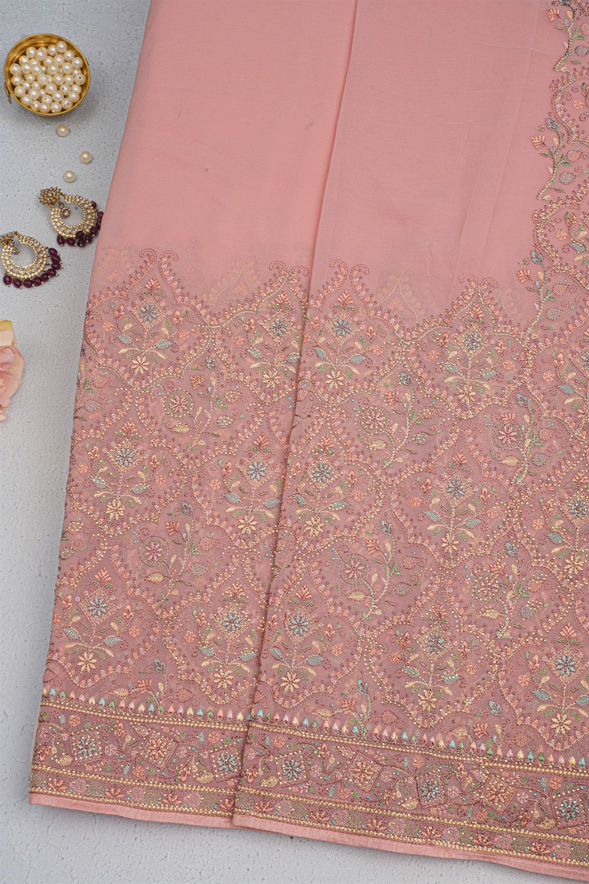 Designer Organza Onion Pink Saree