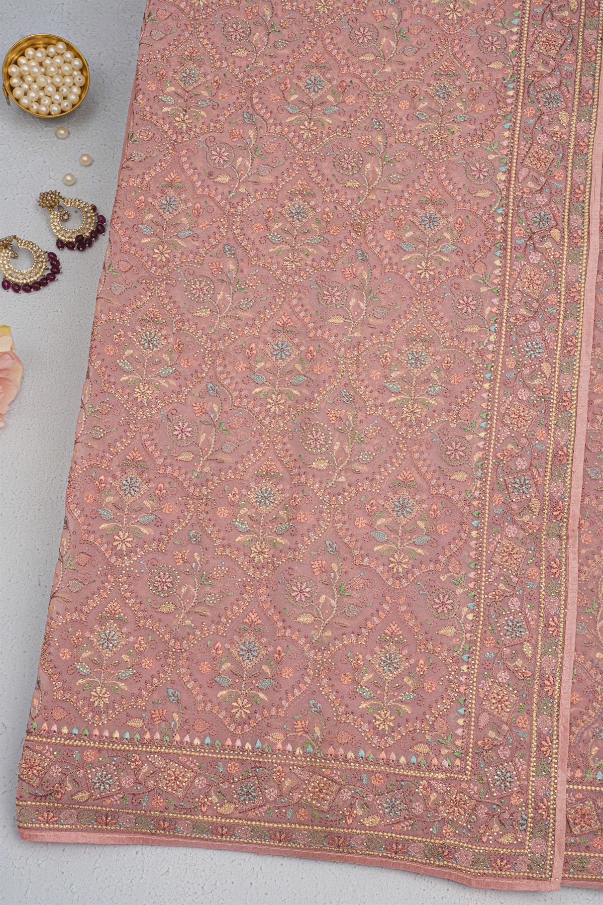 Designer Organza Onion Pink Saree