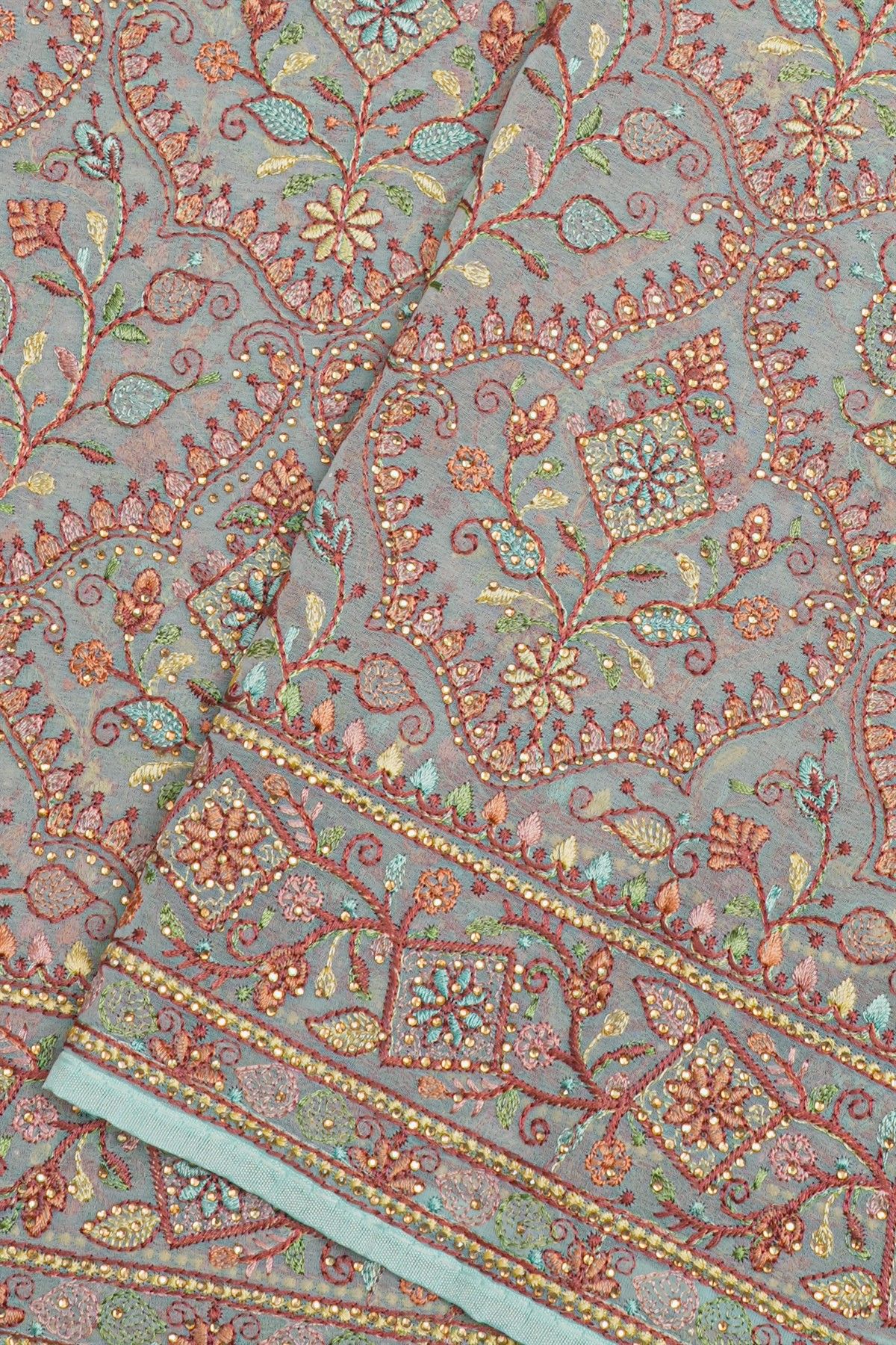 Designer Organza Light Blue Saree