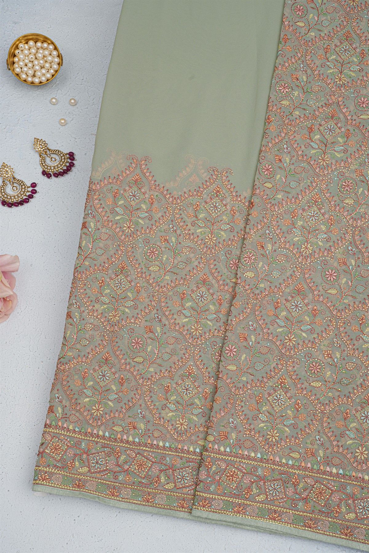 Designer Organza Grey Saree