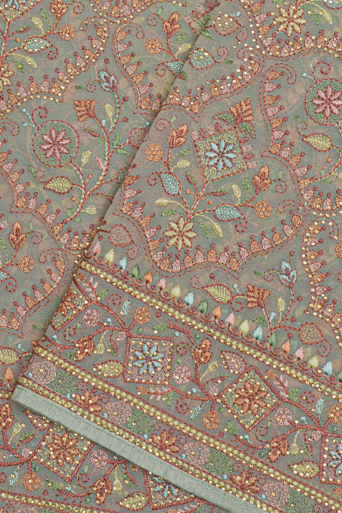 Designer Organza Grey Saree